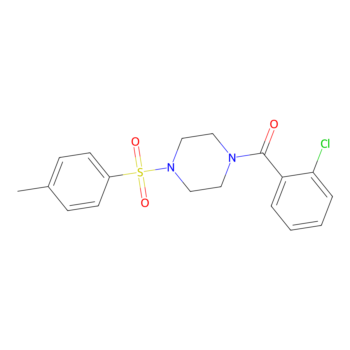 (2-Chlorophenyl)-[4-(4-methylphenyl)sulfonylpiperazin-1-yl]methanone molecular structure, CAS 428830-46-0