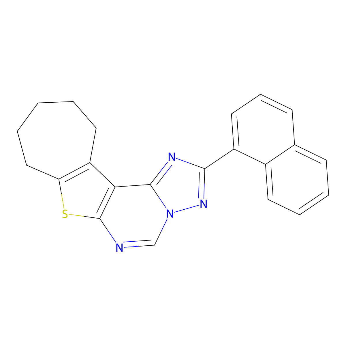 2-(naphthalen-1-yl)-9,10,11,12-tetrahydro-8H-cyclohepta[4,5]thieno[3,2-e][1,2,4]triazolo[1,5-c]pyrimidine molecular structure, CAS 428830-52-8