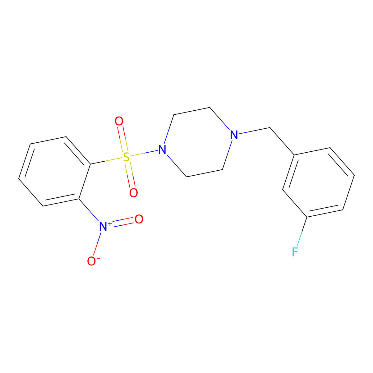 1-[(3-Fluorophenyl)methyl]-4-(2-nitrophenyl)sulfonylpiperazine molecular structure, CAS 428830-54-0