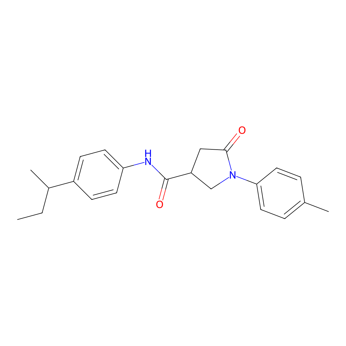 N-(4-butan-2-ylphenyl)-1-(4-methylphenyl)-5-oxopyrrolidine-3-carboxamide molecular structure, CAS 428830-80-2