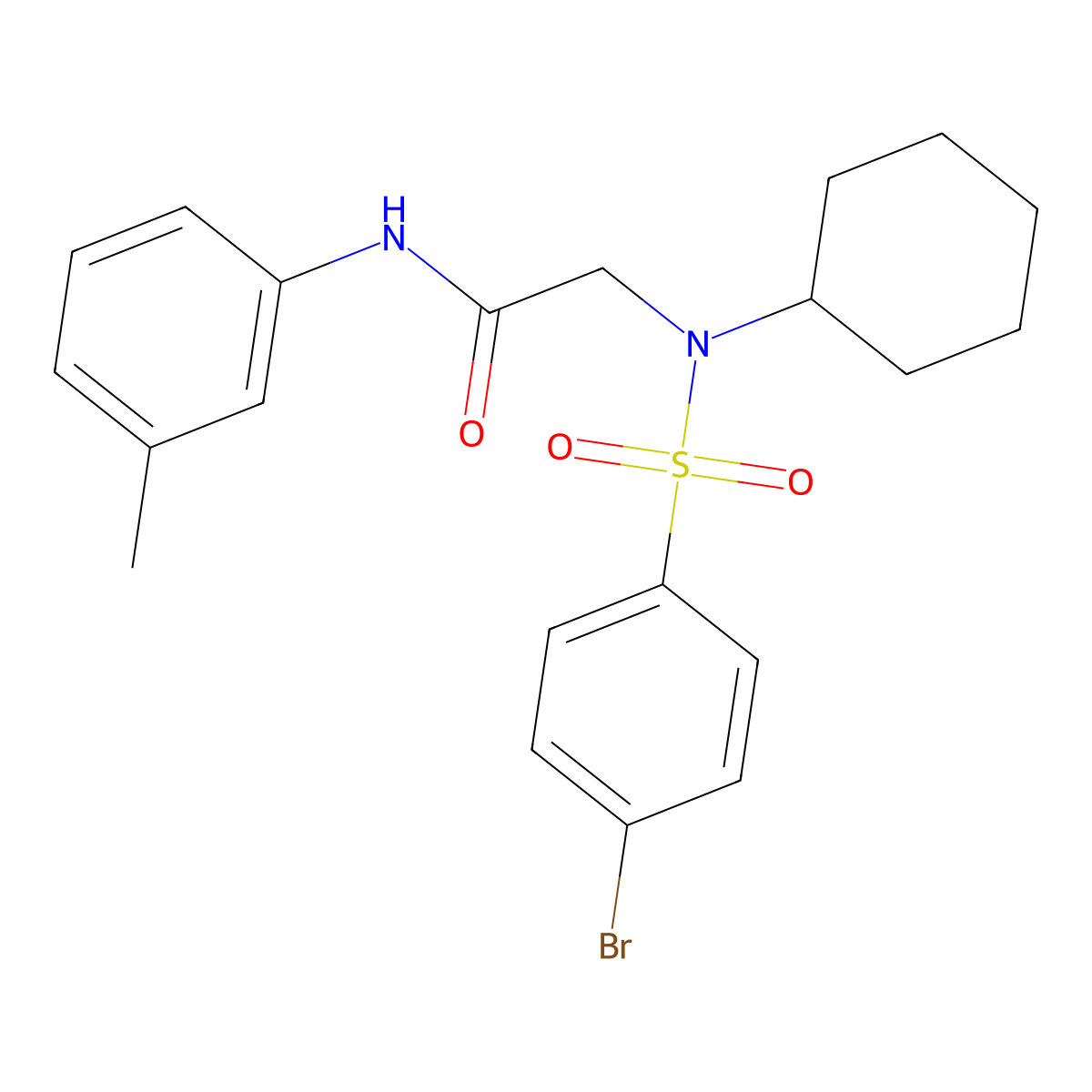 2-[(4-bromophenyl)sulfonyl-cyclohexylamino]-N-(3-methylphenyl)acetamide molecular structure, CAS 428830-85-7