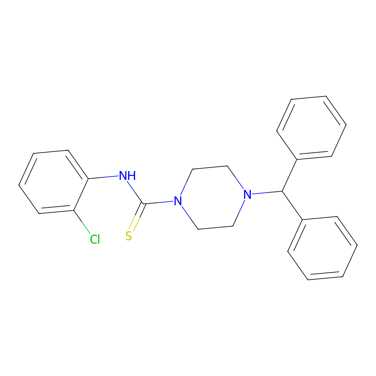 4-benzhydryl-N-(2-chlorophenyl)piperazine-1-carbothioamide molecular structure, CAS 428831-00-9