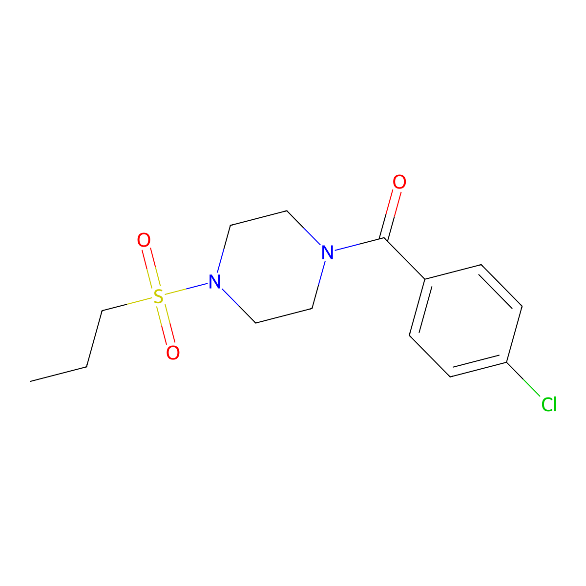 (4-Chlorophenyl)-(4-propylsulfonylpiperazin-1-yl)methanone molecular structure, CAS 428831-30-5