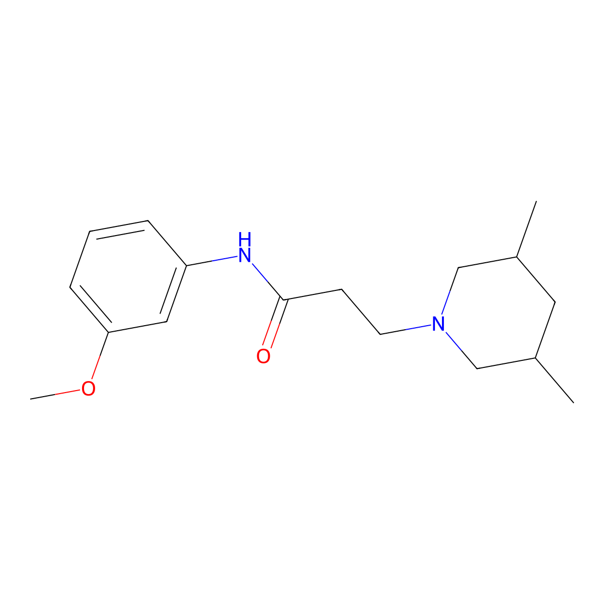 3-(3,5-dimethylpiperidin-1-yl)-N-(3-methoxyphenyl)propanamide molecular structure, CAS 428831-35-0