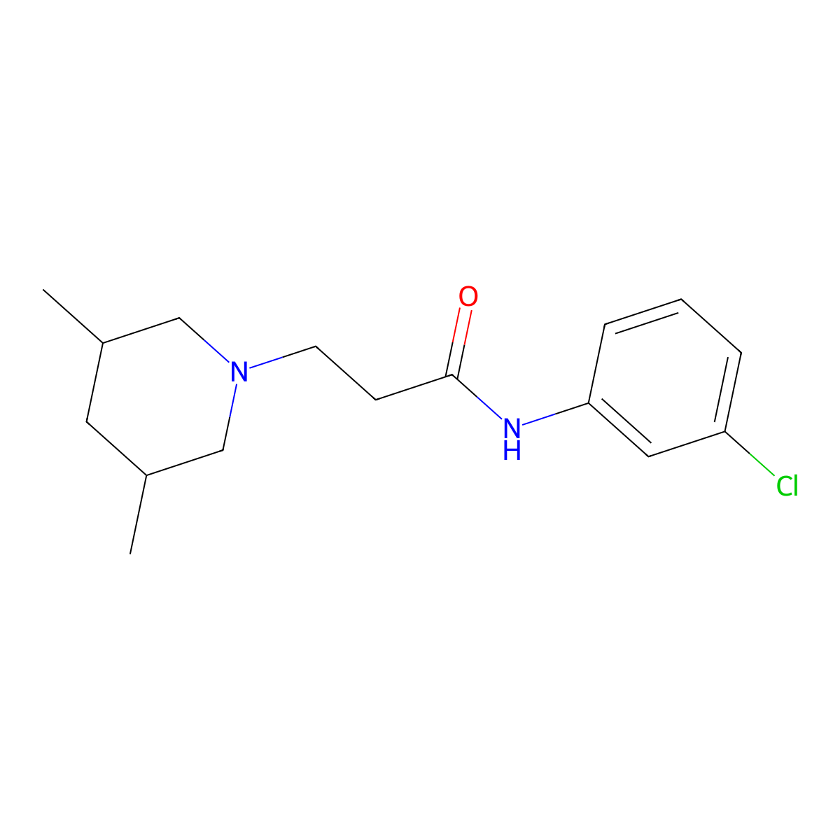N-(3-chlorophenyl)-3-(3,5-dimethylpiperidin-1-yl)propanamide molecular structure, CAS 428831-37-2