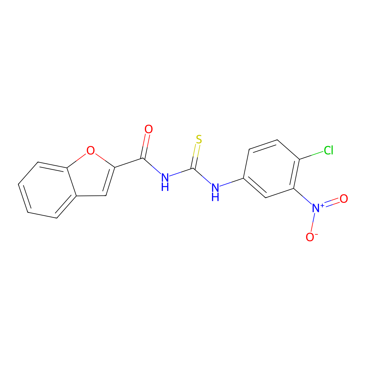 N-[(4-chloro-3-nitrophenyl)carbamothioyl]-1-benzofuran-2-carboxamide molecular structure, CAS 428831-38-3
