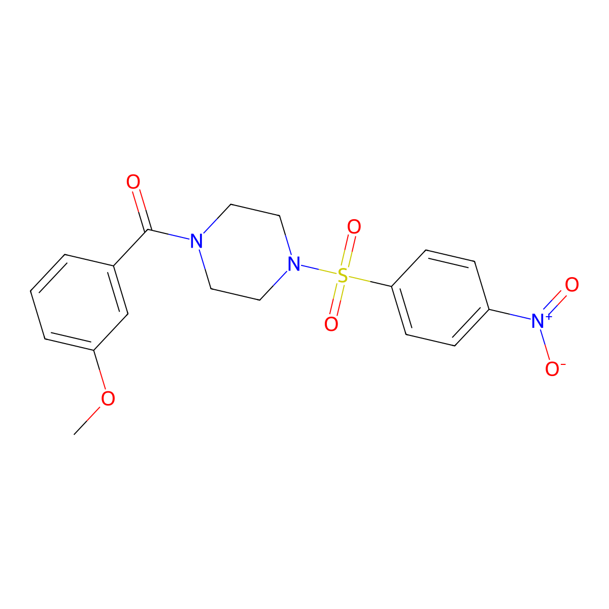 (3-Methoxyphenyl)-[4-(4-nitrophenyl)sulfonylpiperazin-1-yl]methanone molecular structure, CAS 428831-42-9