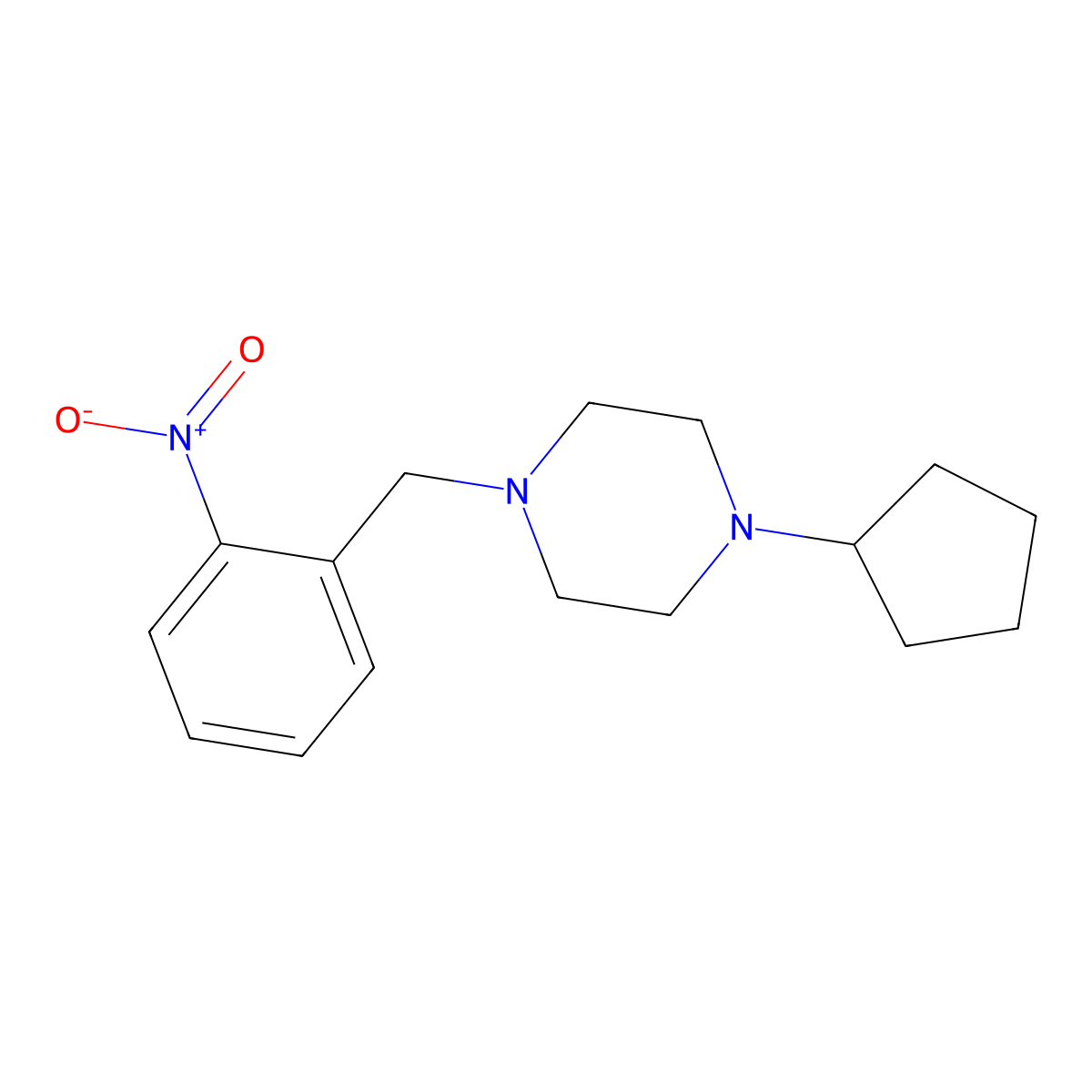1-Cyclopentyl-4-[(2-nitrophenyl)methyl]piperazine molecular structure, CAS 428831-48-5