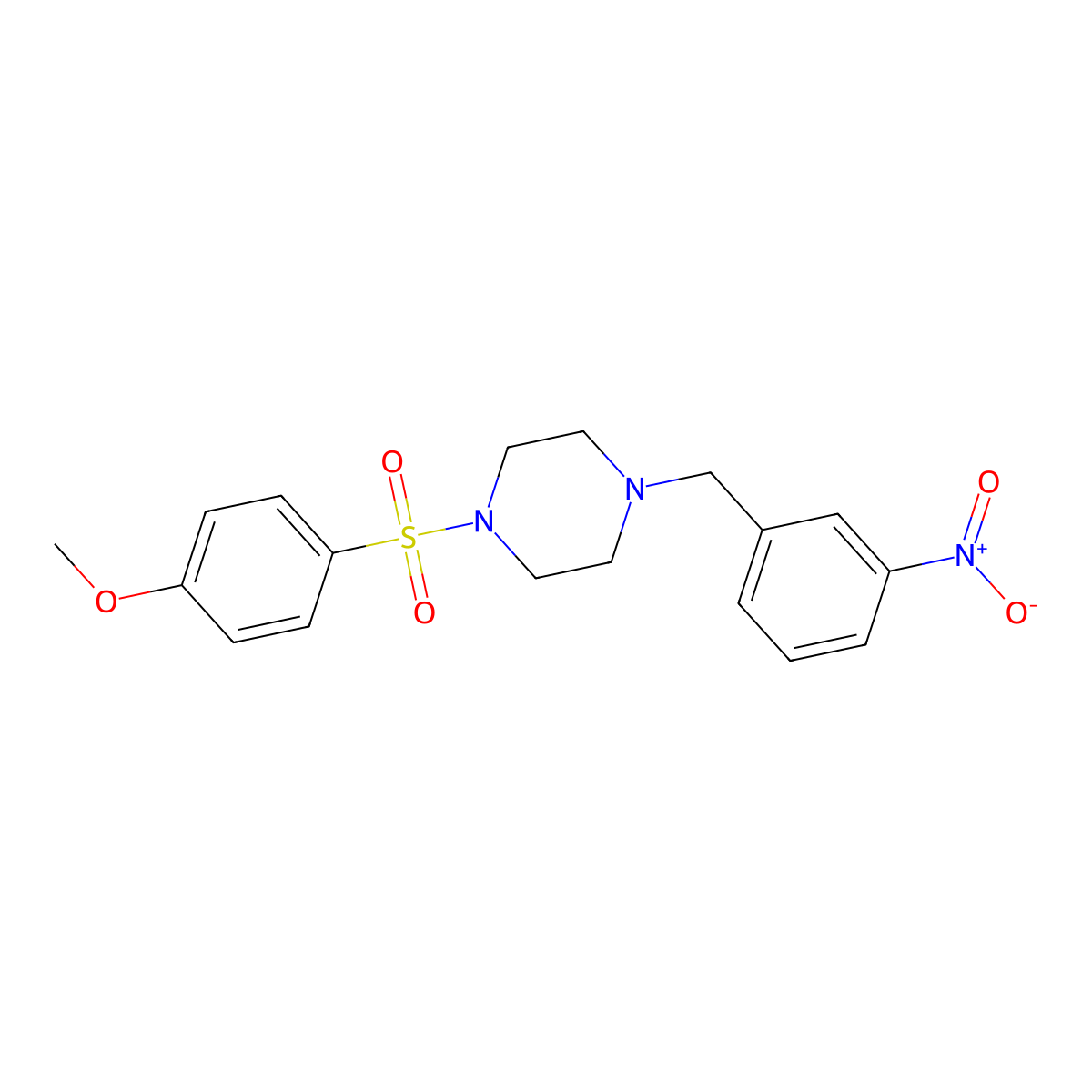 1-[(4-Methoxyphenyl)sulfonyl]-4-(3-nitrobenzyl)piperazine molecular structure, CAS 428831-53-2