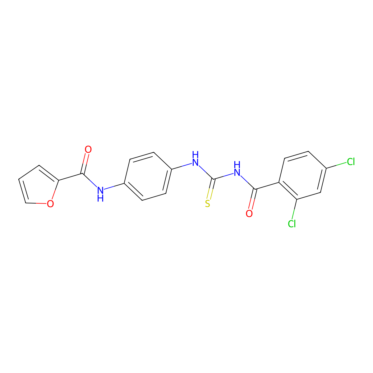 N-[4-[(2,4-dichlorobenzoyl)carbamothioylamino]phenyl]furan-2-carboxamide molecular structure, CAS 428831-64-5