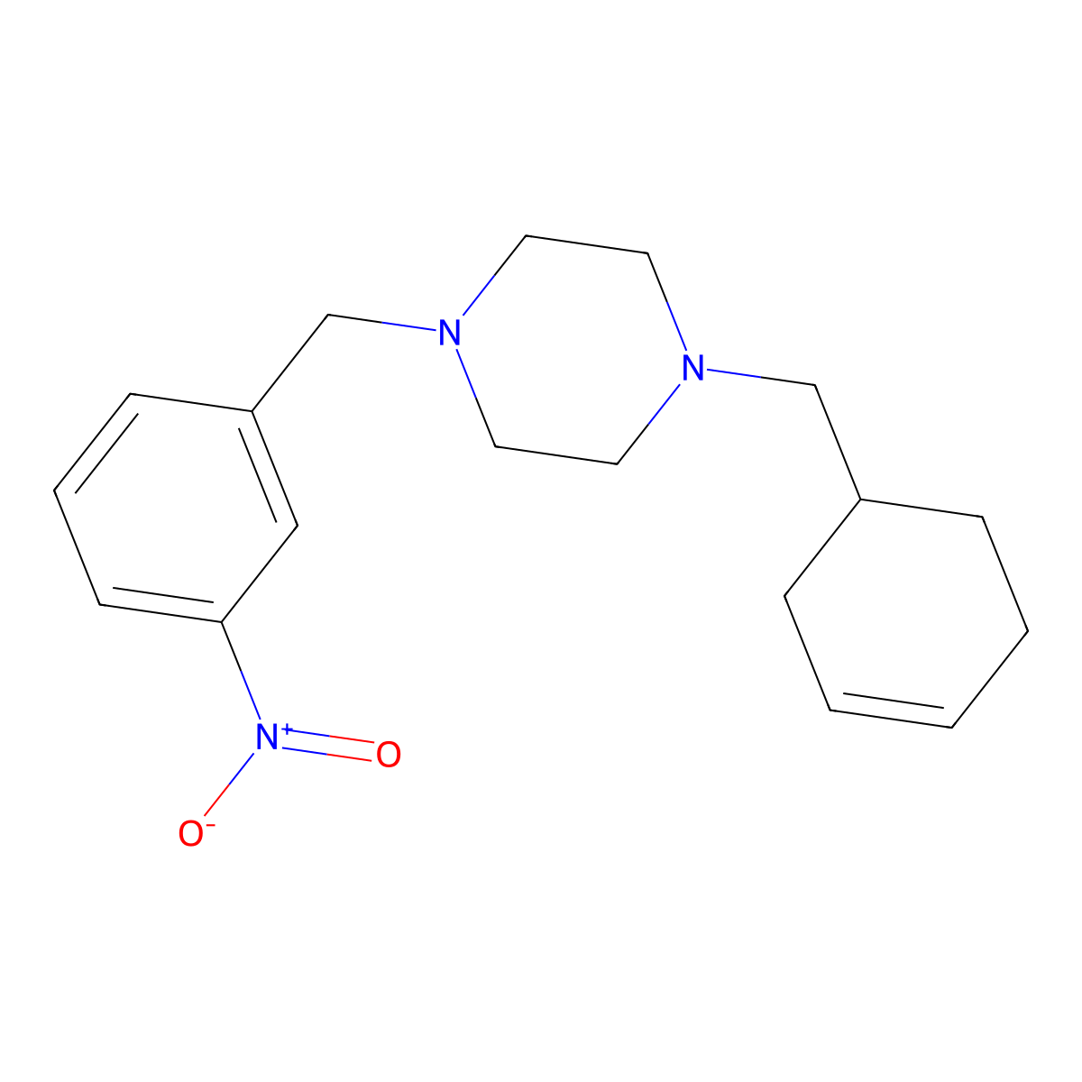 1-(Cyclohex-3-en-1-ylmethyl)-4-(3-nitrobenzyl)piperazine molecular structure, CAS 428831-66-7