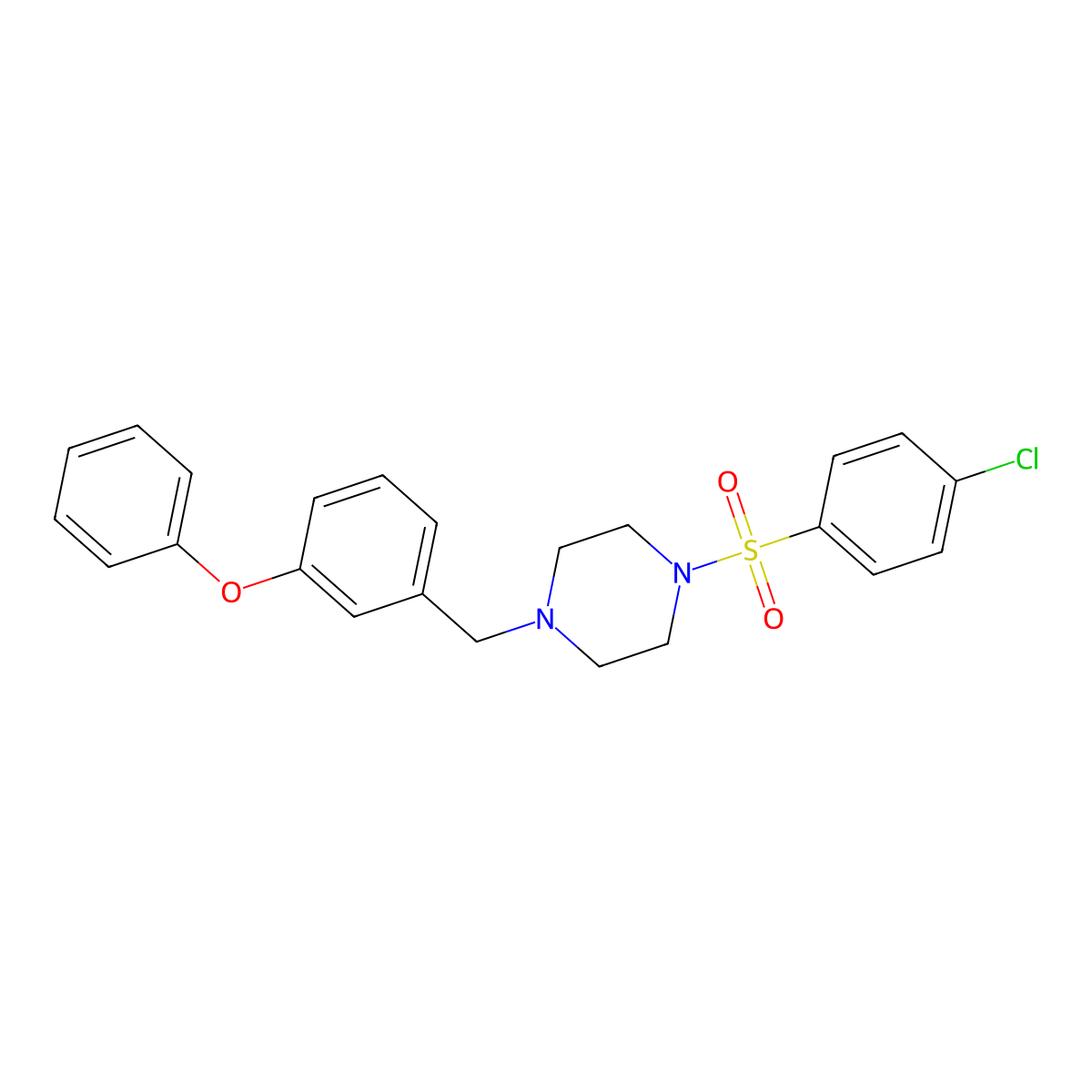 1-(4-Chlorophenyl)sulfonyl-4-[(3-phenoxyphenyl)methyl]piperazine molecular structure, CAS 428831-75-8