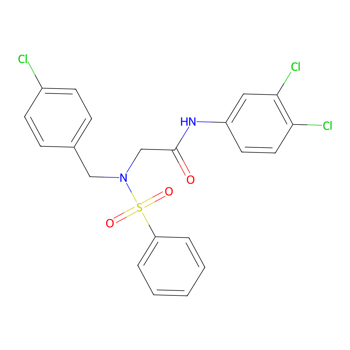 2-[benzenesulfonyl-[(4-chlorophenyl)methyl]amino]-N-(3,4-dichlorophenyl)acetamide molecular structure, CAS 428831-92-9