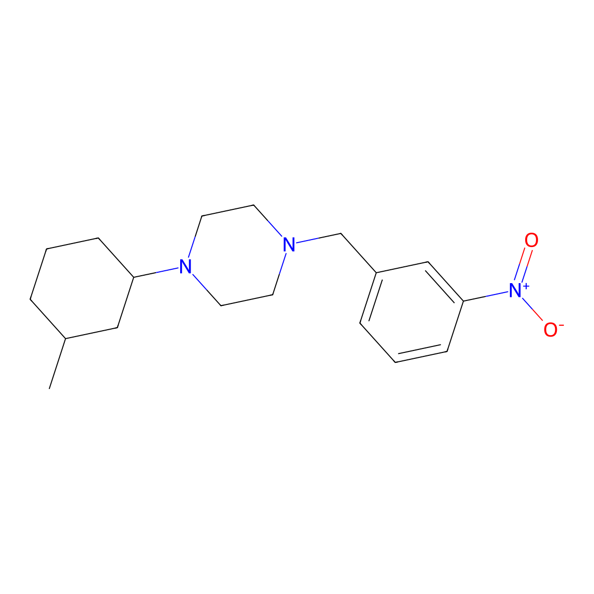 1-(3-Methylcyclohexyl)-4-(3-nitrobenzyl)piperazine molecular structure, CAS 428832-01-3