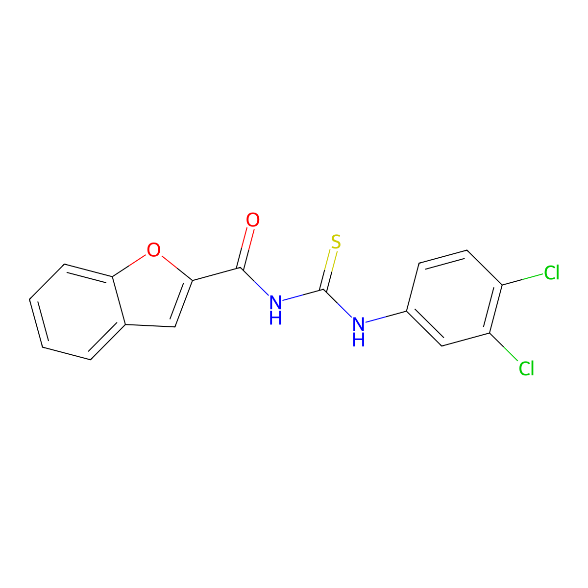 N-[(3,4-dichlorophenyl)carbamothioyl]-1-benzofuran-2-carboxamide molecular structure, CAS 428832-11-5