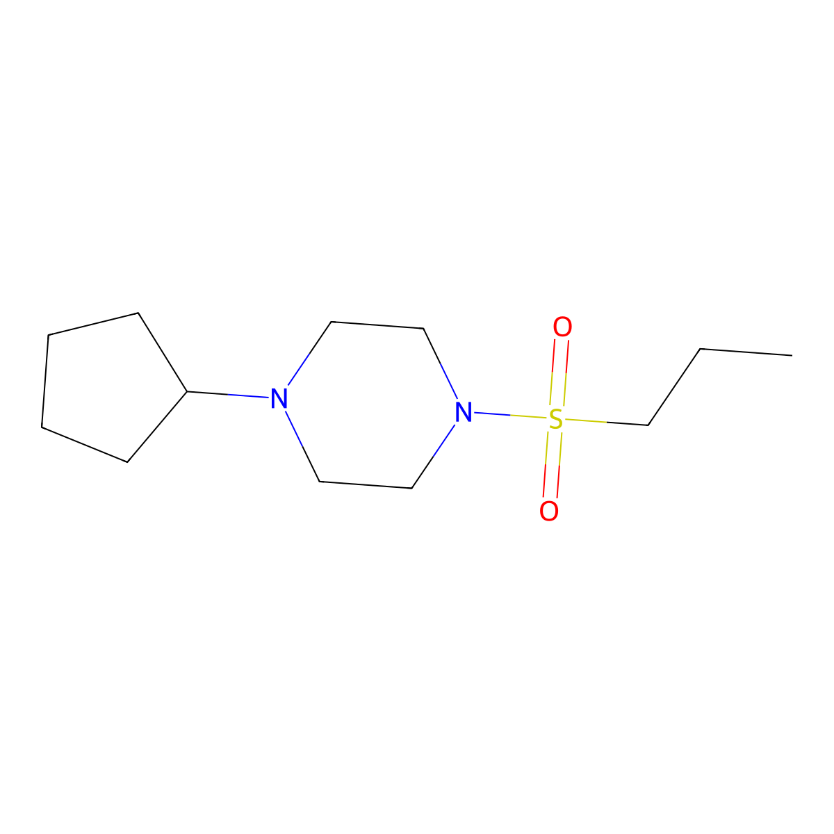 1-Cyclopentyl-4-(propylsulfonyl)piperazine molecular structure, CAS 428832-14-8