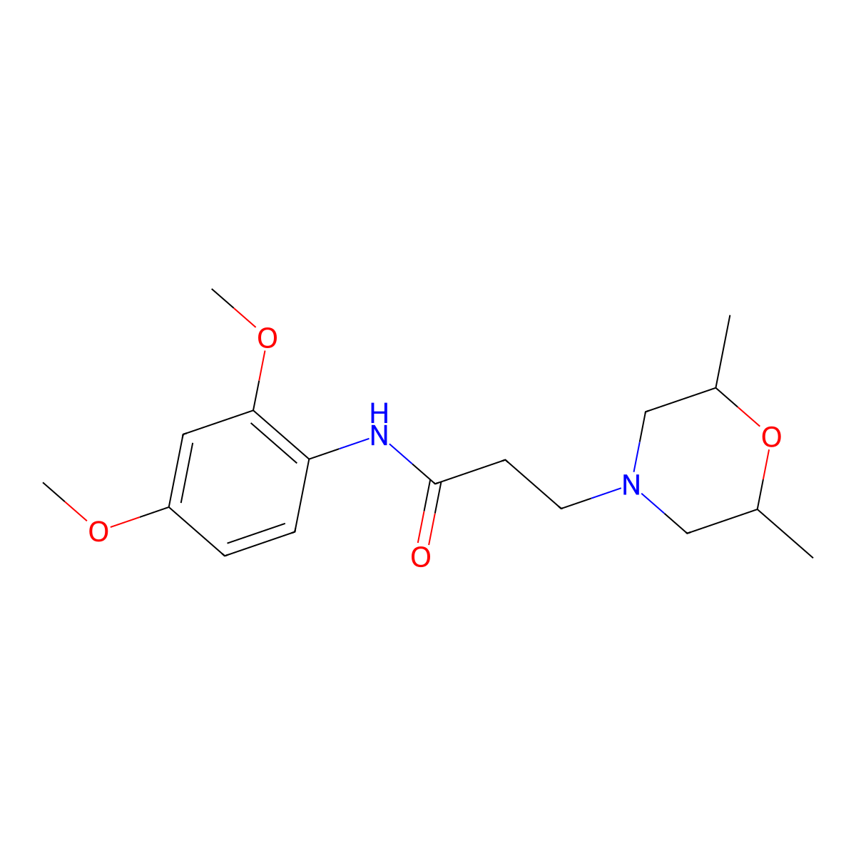 N-(2,4-dimethoxyphenyl)-3-(2,6-dimethylmorpholin-4-yl)propanamide molecular structure, CAS 428832-21-7