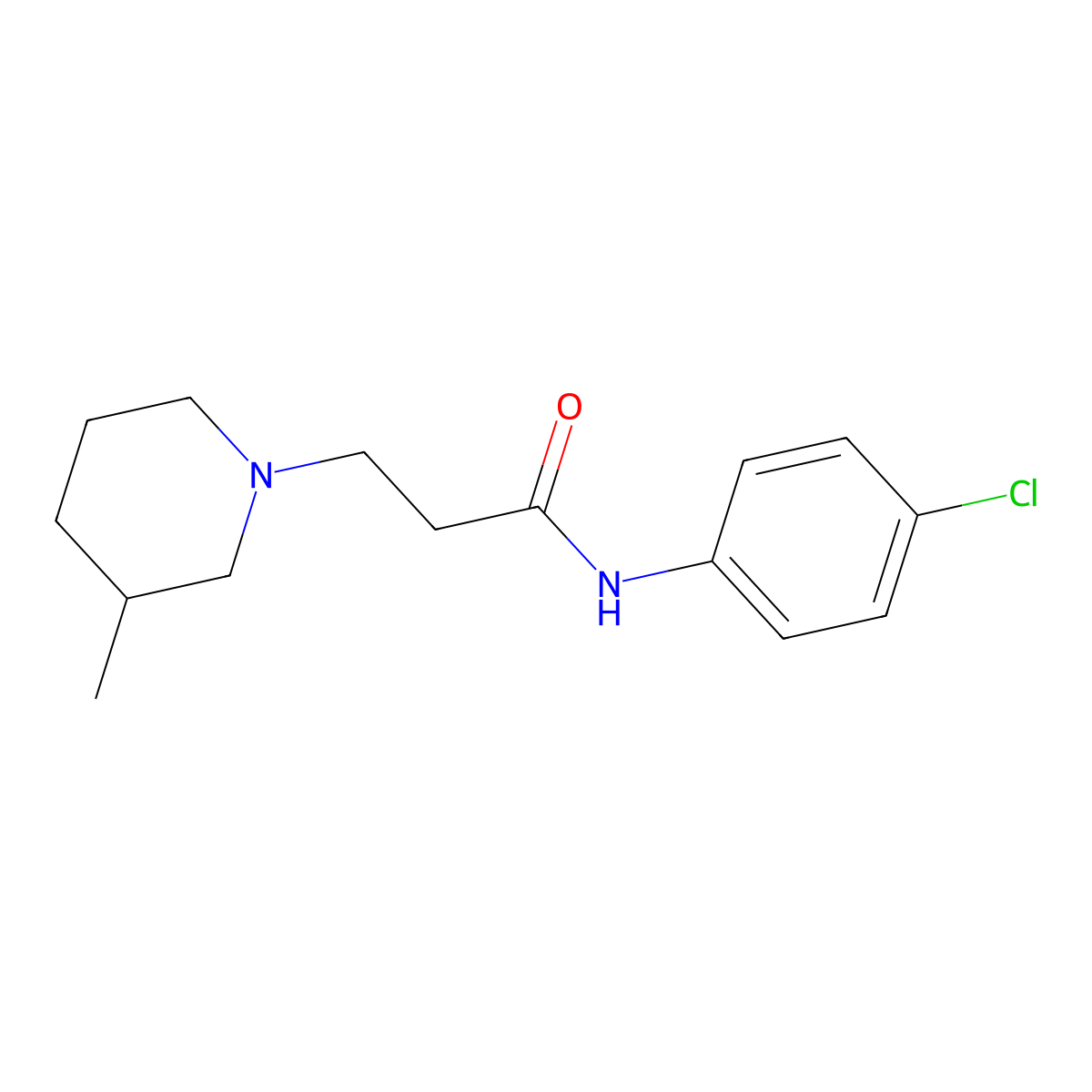 N-(4-chlorophenyl)-3-(3-methylpiperidin-1-yl)propanamide molecular structure, CAS 428832-28-4