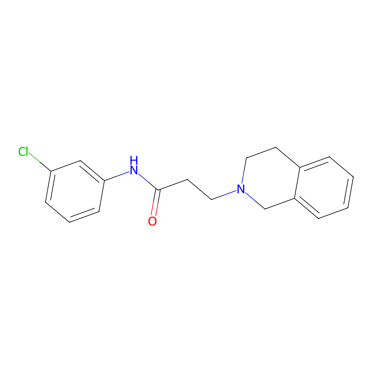 N-(3-chlorophenyl)-3-(3,4-dihydro-1H-isoquinolin-2-yl)propanamide molecular structure, CAS 428832-32-0