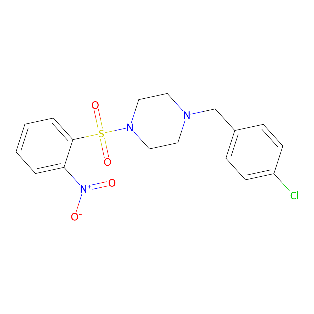 1-(4-Chlorobenzyl)-4-[(2-nitrophenyl)sulfonyl]piperazine molecular structure, CAS 428832-41-1