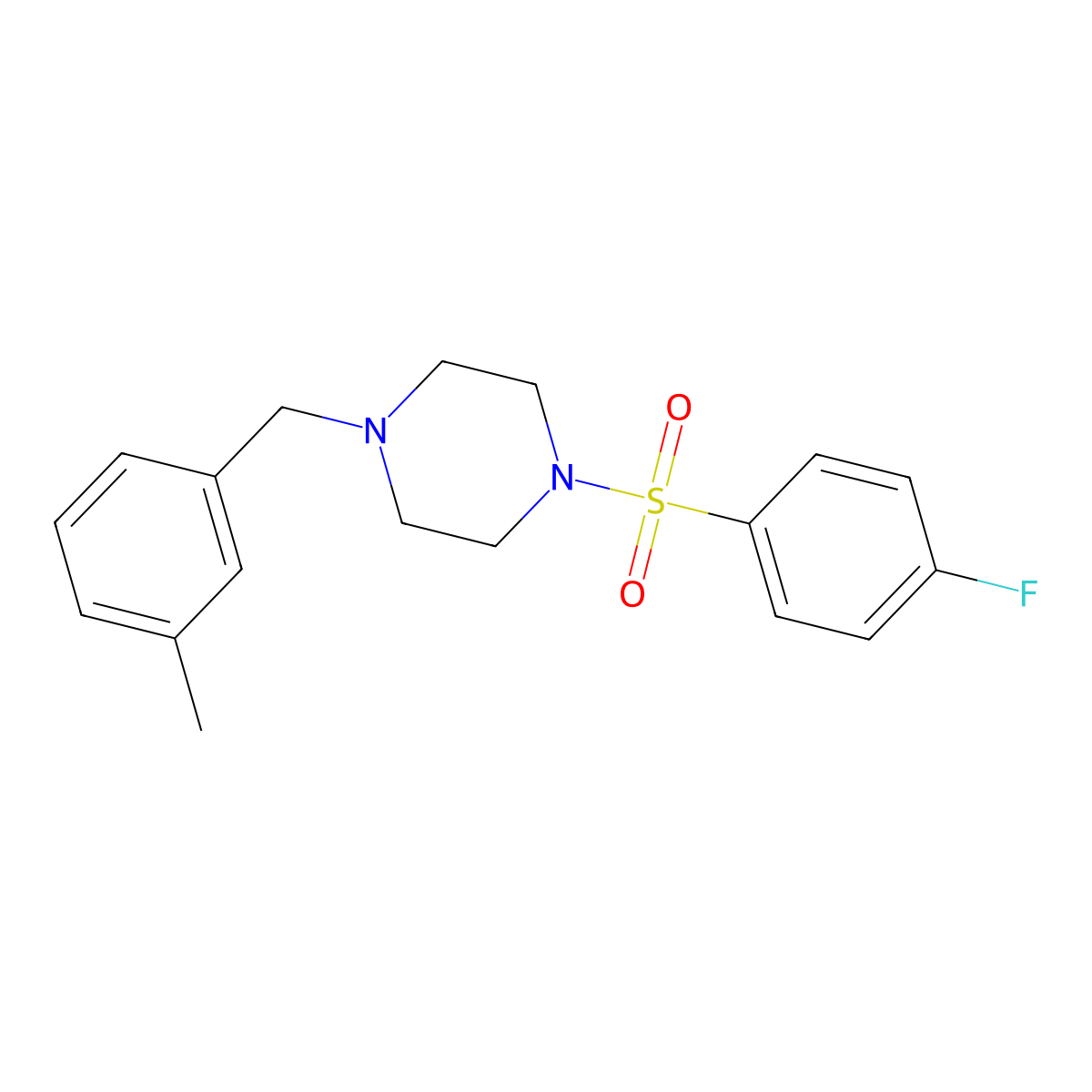 1-[(4-Fluorophenyl)sulfonyl]-4-(3-methylbenzyl)piperazine molecular structure, CAS 428832-43-3