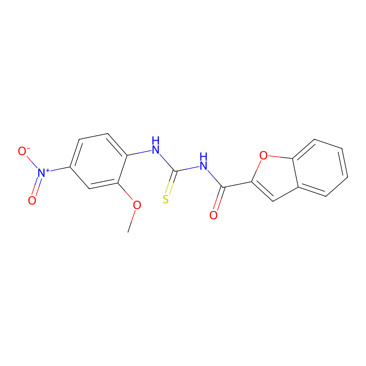 N-[(2-methoxy-4-nitrophenyl)carbamothioyl]-1-benzofuran-2-carboxamide molecular structure, CAS 428832-58-0