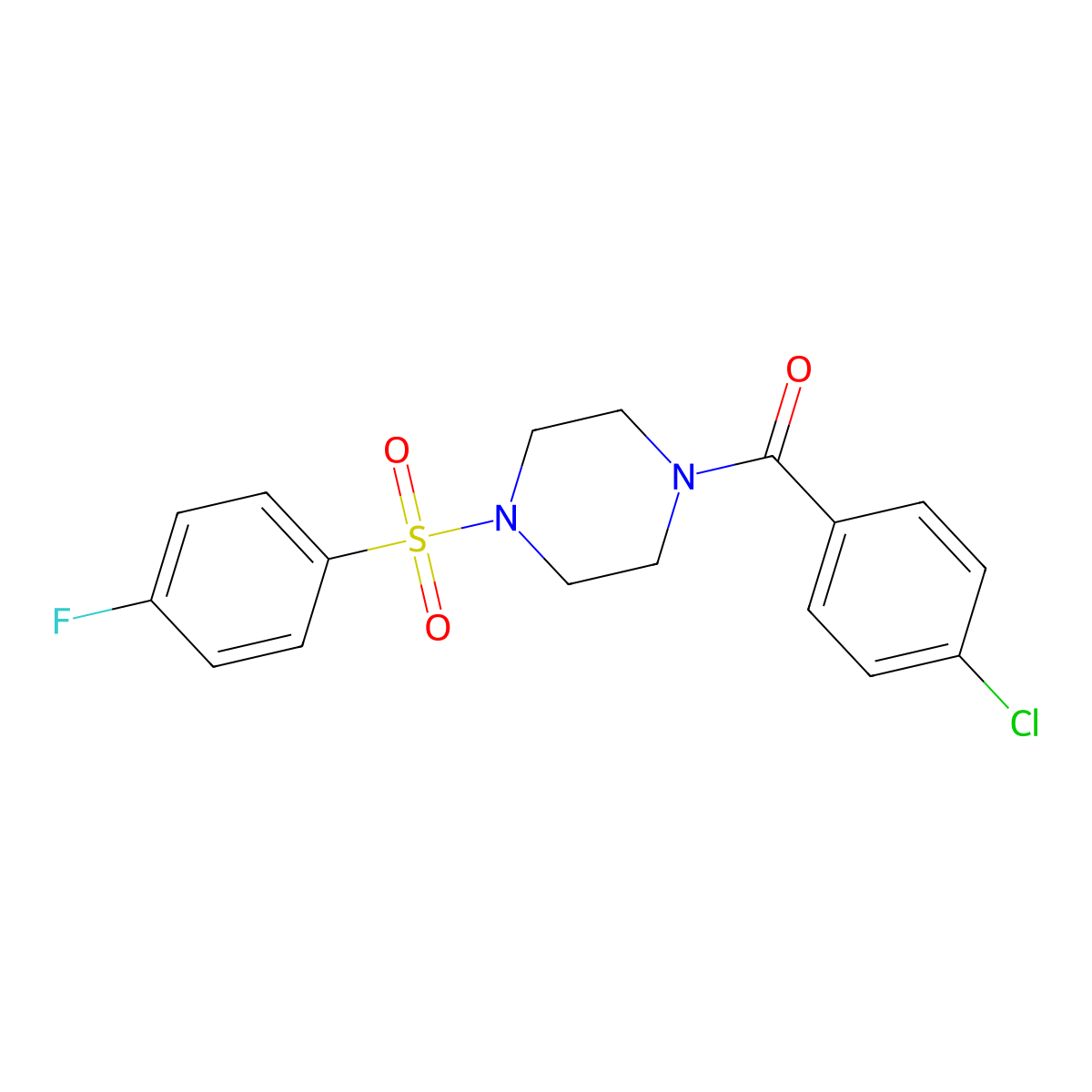 (4-Chlorophenyl)-[4-(4-fluorophenyl)sulfonylpiperazin-1-yl]methanone molecular structure, CAS 428832-59-1