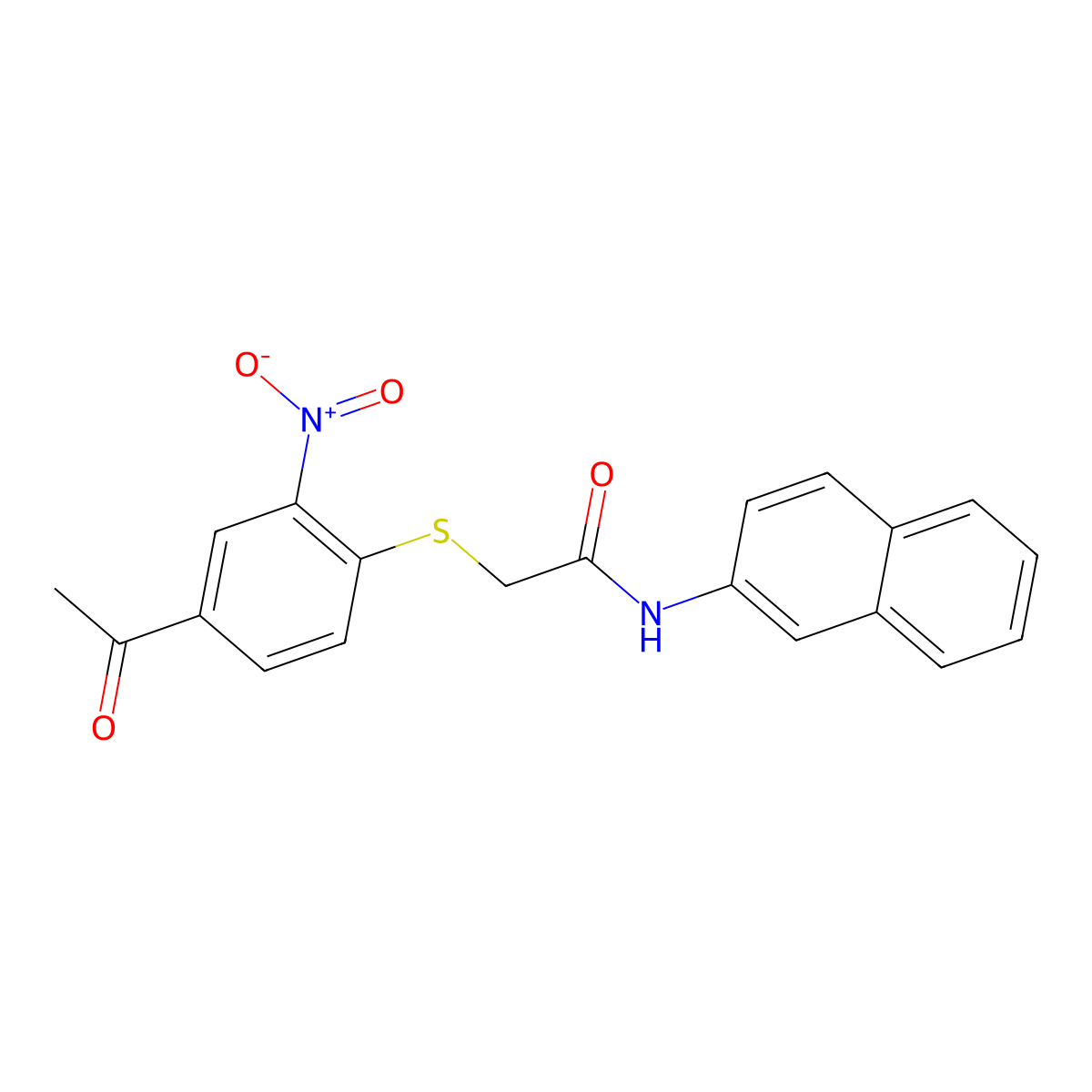 2-(4-acetyl-2-nitrophenyl)sulfanyl-N-naphthalen-2-ylacetamide molecular structure, CAS 428832-67-1