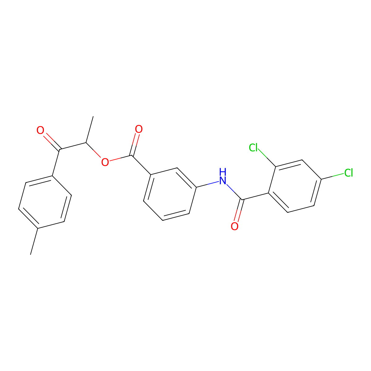 1-Methyl-2-(4-methylphenyl)-2-oxoethyl 3-[(2,4-dichlorobenzoyl)amino]benzoate molecular structure, CAS 428832-73-9
