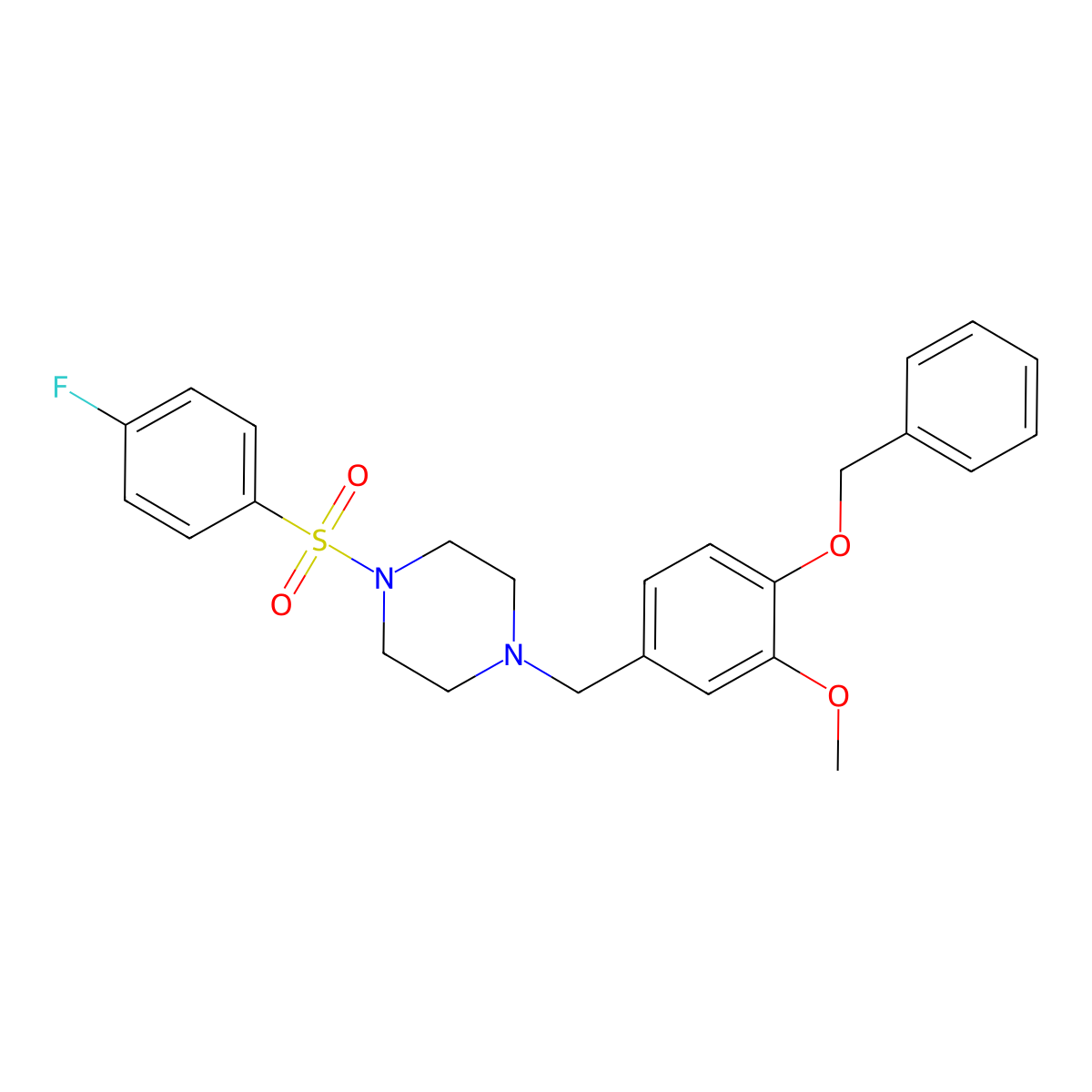 1-[4-(Benzyloxy)-3-methoxybenzyl]-4-[(4-fluorophenyl)sulfonyl]piperazine molecular structure, CAS 428832-83-1