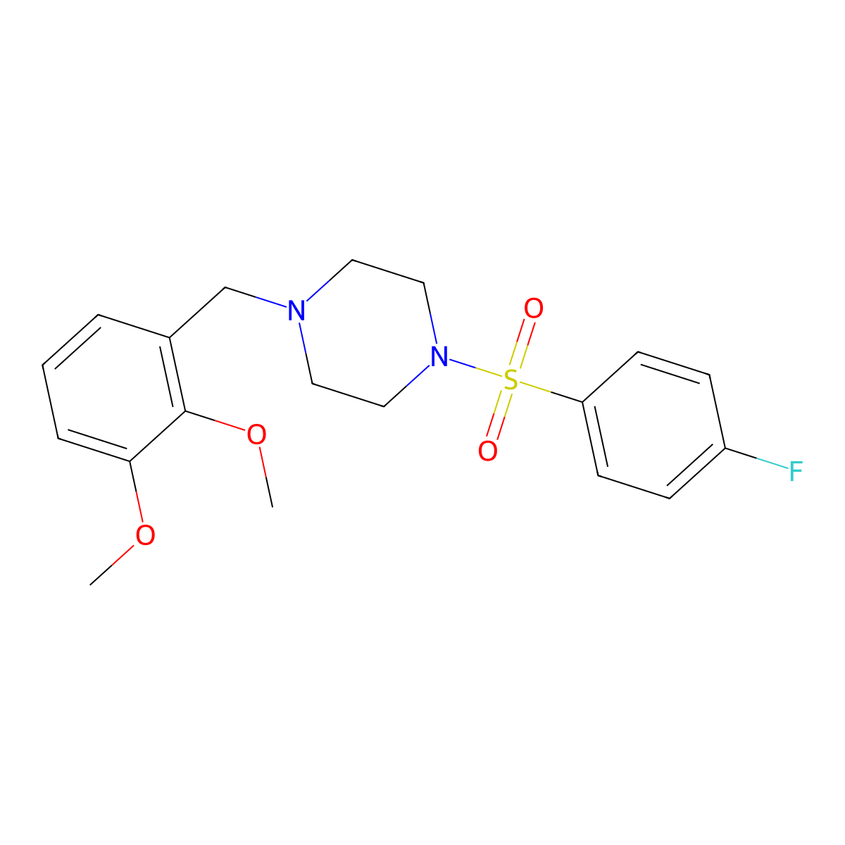 1-(2,3-Dimethoxybenzyl)-4-[(4-fluorophenyl)sulfonyl]piperazine molecular structure, CAS 428832-95-5