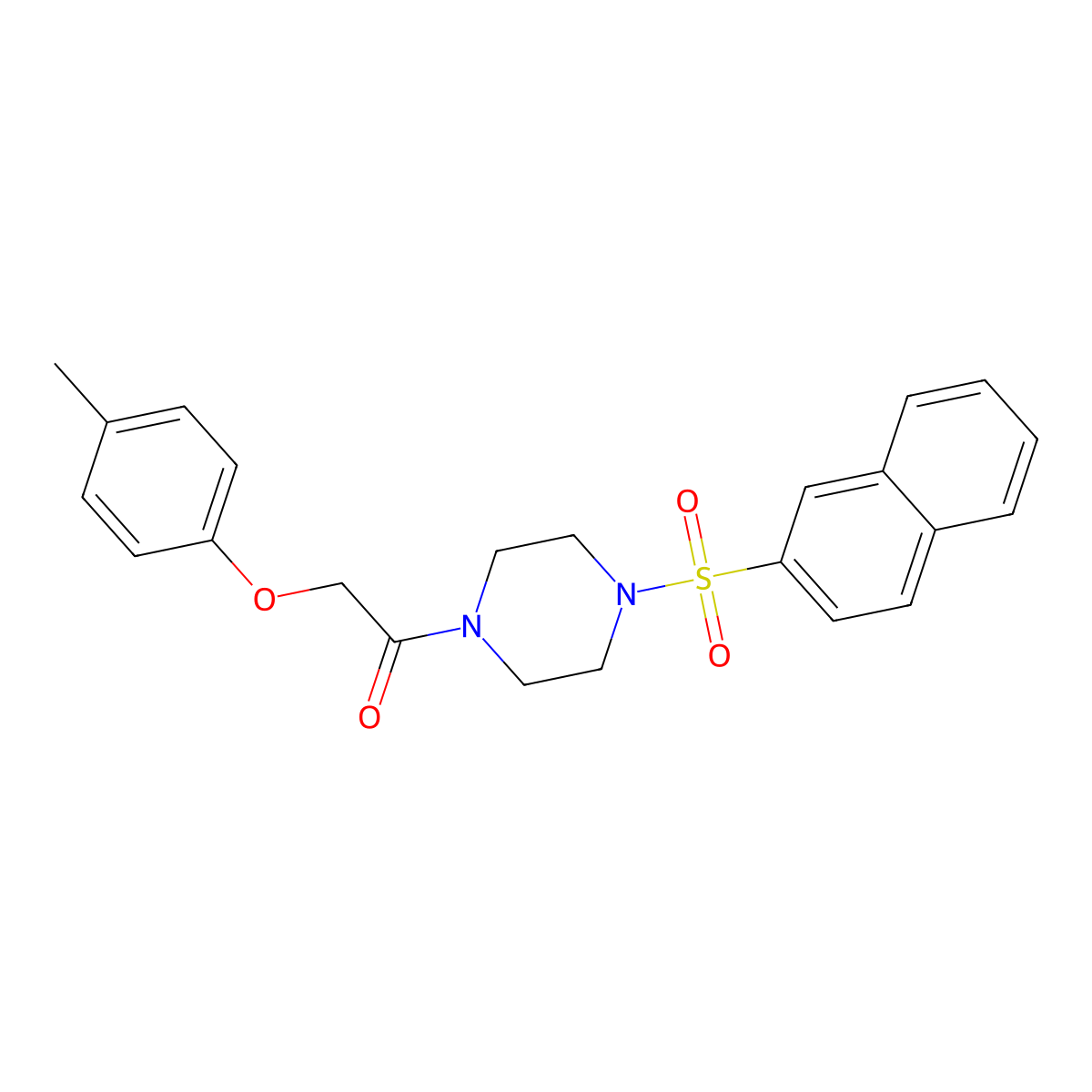 2-(4-Methylphenoxy)-1-(4-naphthalen-2-ylsulfonylpiperazin-1-yl)ethanone molecular structure, CAS 428832-97-7