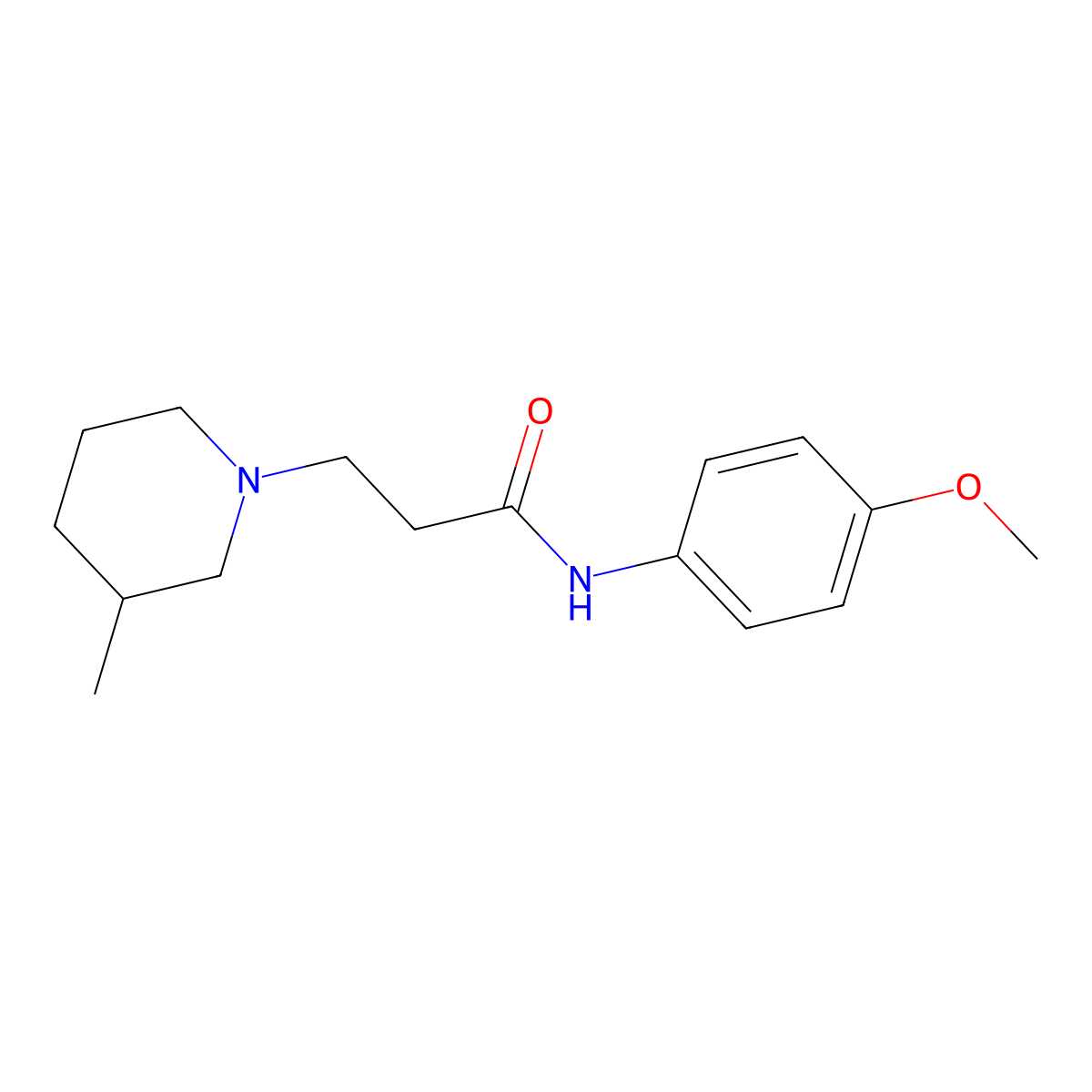 N-(4-methoxyphenyl)-3-(3-methylpiperidin-1-yl)propanamide molecular structure, CAS 428833-08-3
