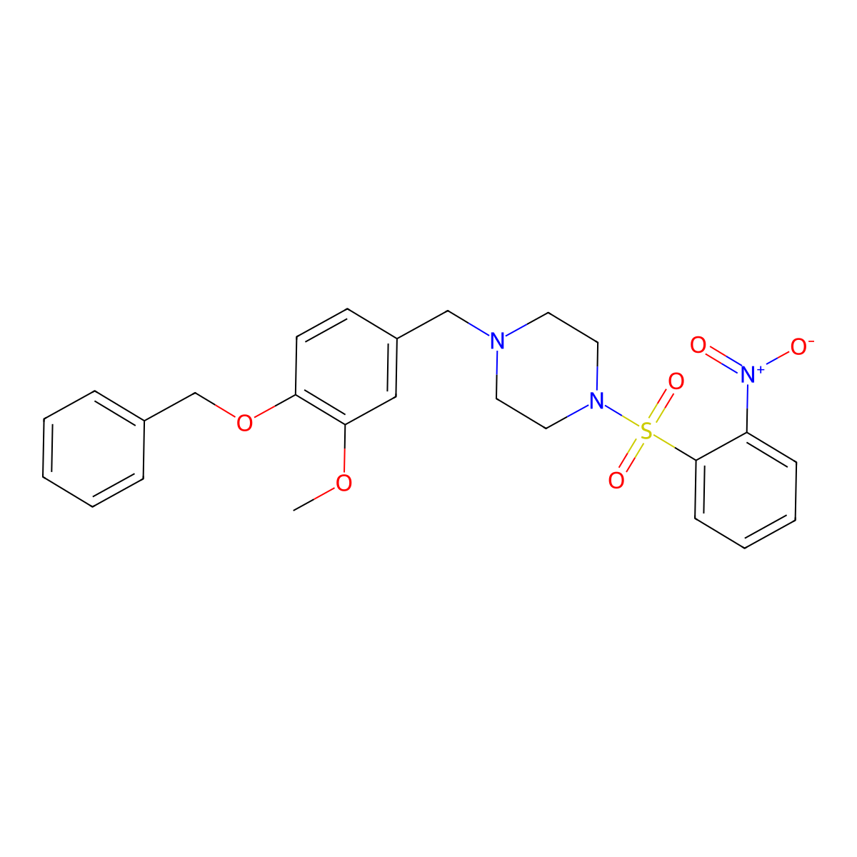 1-[4-(Benzyloxy)-3-methoxybenzyl]-4-[(2-nitrophenyl)sulfonyl]piperazine molecular structure, CAS 428833-13-0