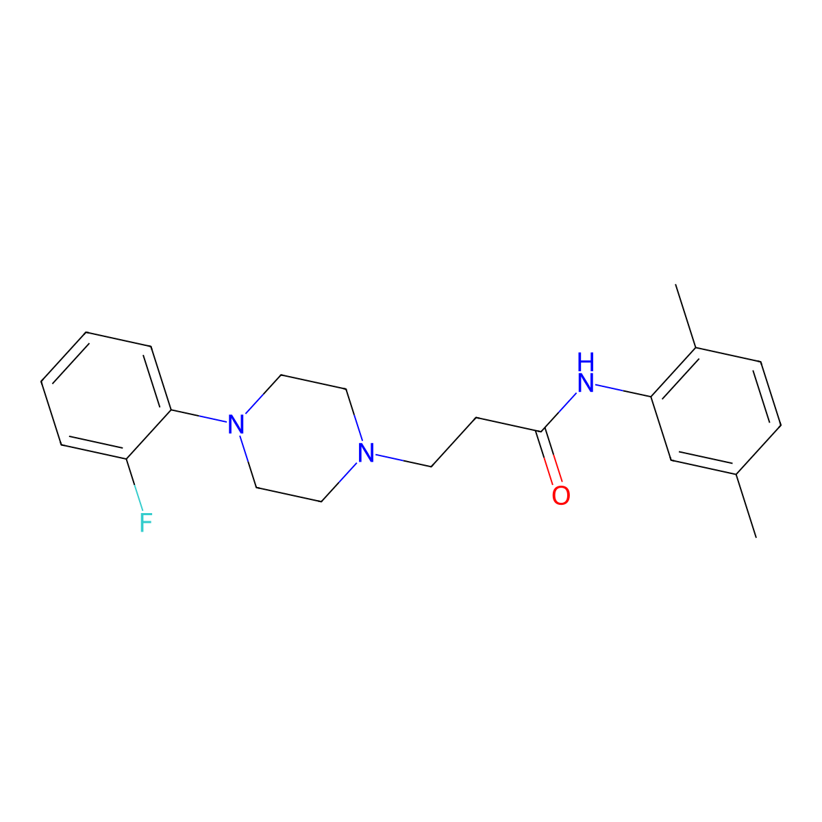 N-(2,5-dimethylphenyl)-3-[4-(2-fluorophenyl)piperazin-1-yl]propanamide molecular structure, CAS 428833-14-1