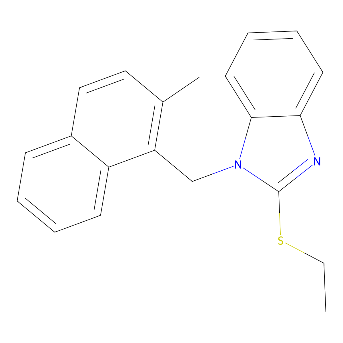2-Ethylsulfanyl-1-[(2-methylnaphthalen-1-yl)methyl]benzimidazole molecular structure, CAS 428833-28-7