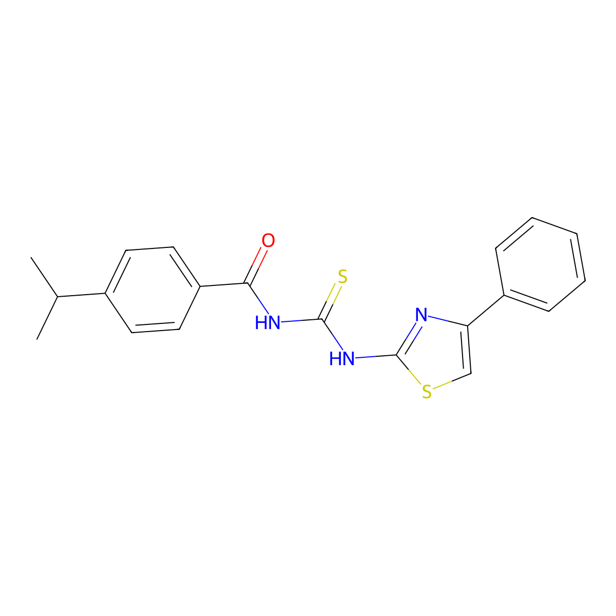 N-[(4-phenyl-1,3-thiazol-2-yl)carbamothioyl]-4-propan-2-ylbenzamide molecular structure, CAS 428833-30-1