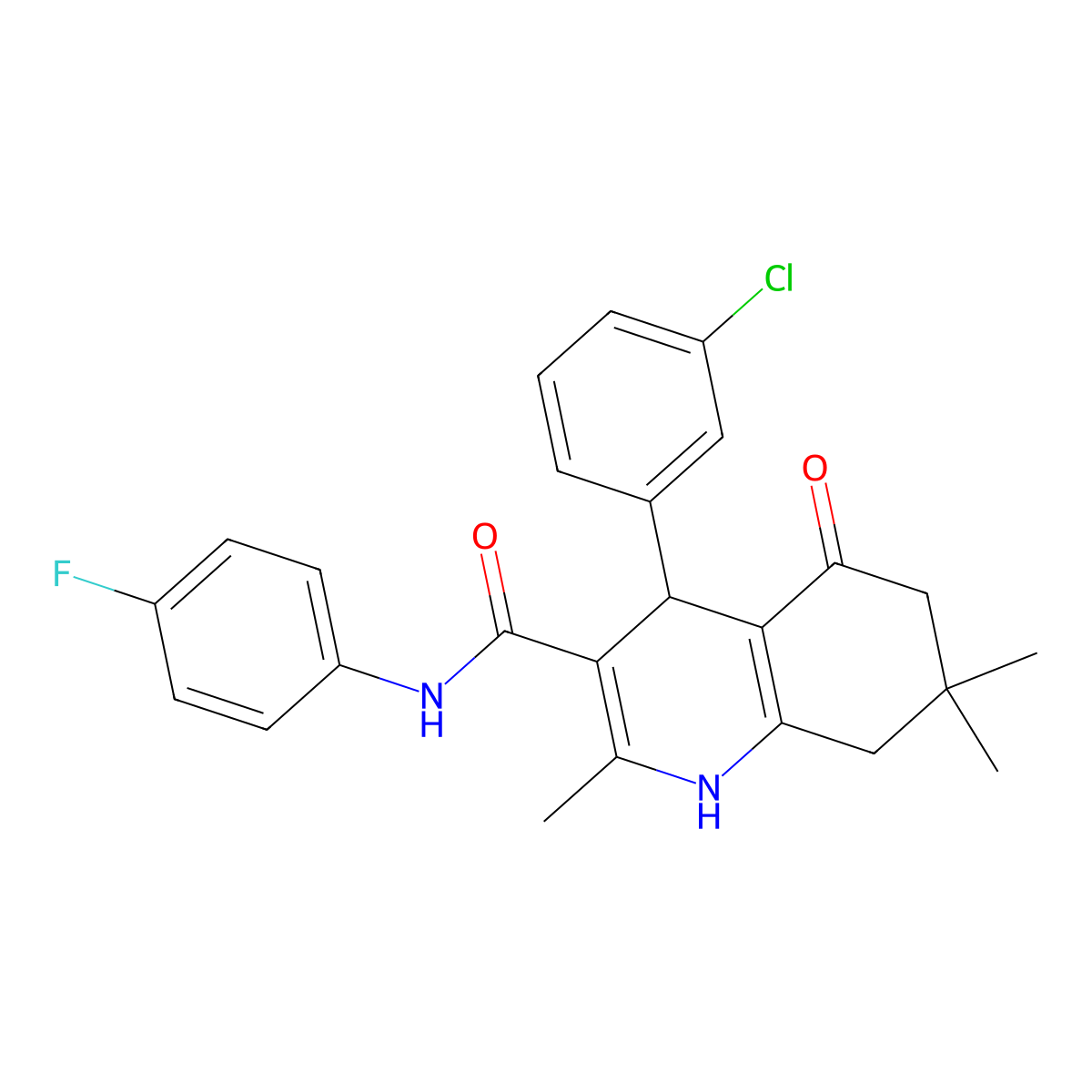 4-(3-chlorophenyl)-N-(4-fluorophenyl)-2,7,7-trimethyl-5-oxo-1,4,6,8-tetrahydroquinoline-3-carboxamide molecular structure, CAS 428833-36-7