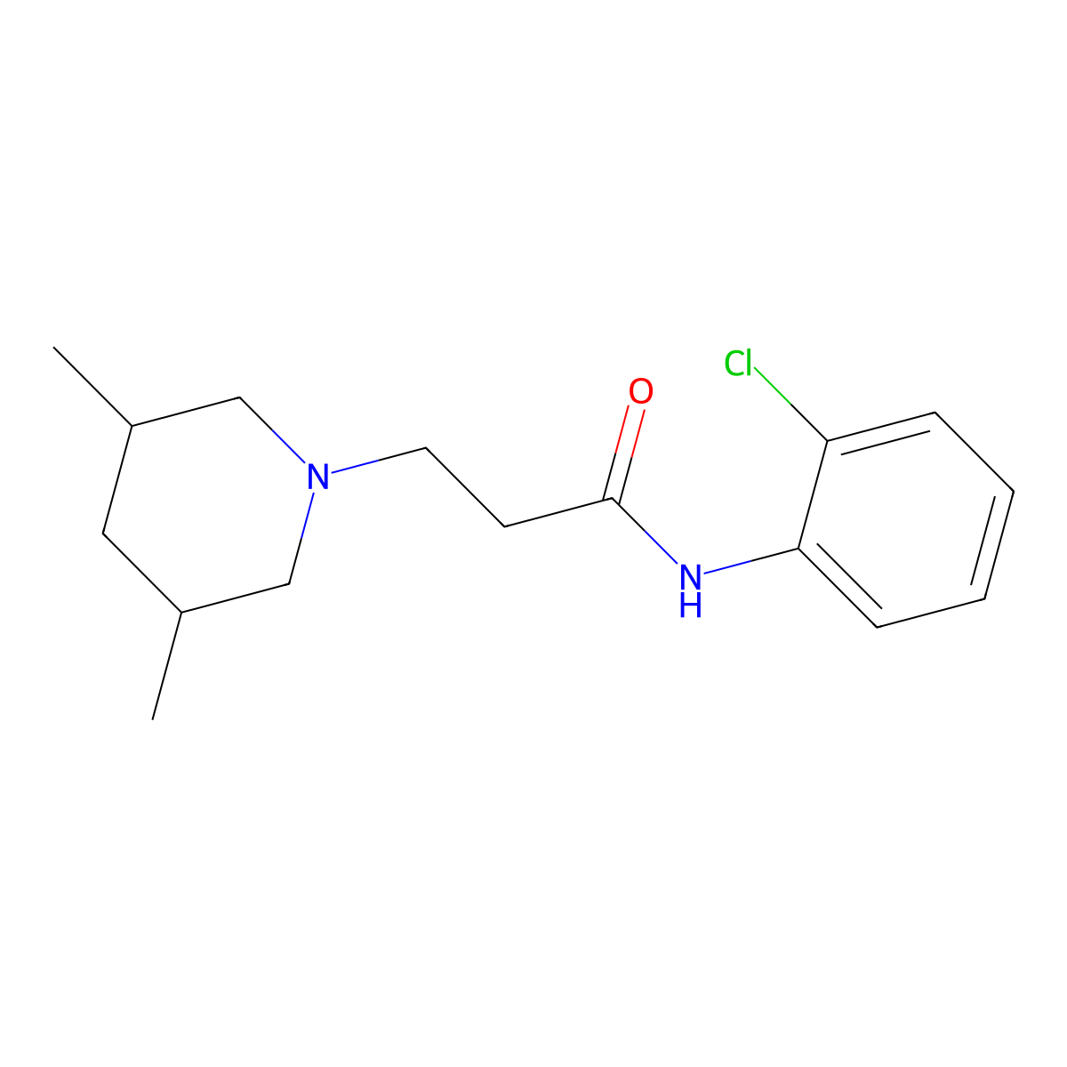 N-(2-chlorophenyl)-3-(3,5-dimethylpiperidin-1-yl)propanamide molecular structure, CAS 428833-38-9