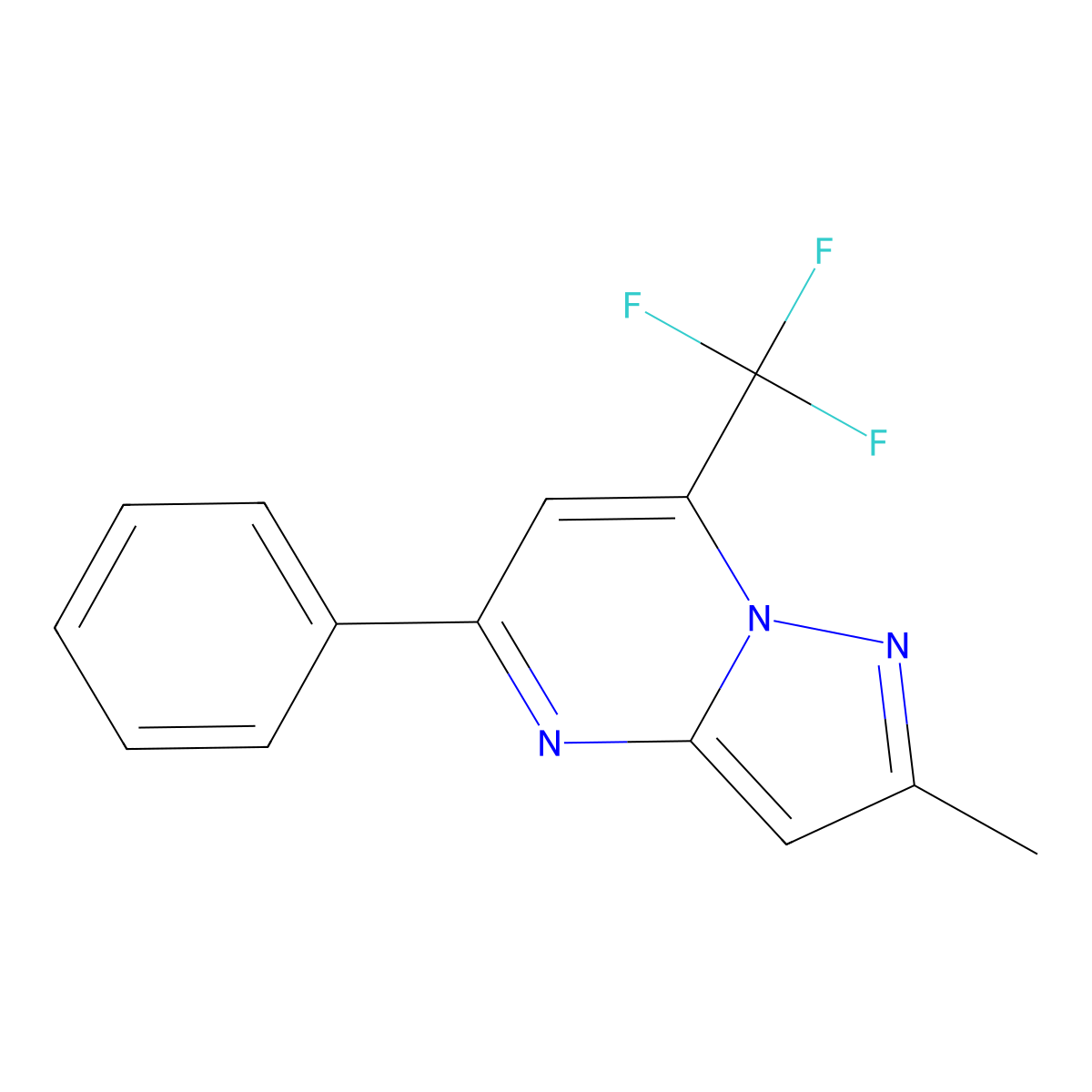 2-Methyl-5-phenyl-7-(trifluoromethyl)pyrazolo[1,5-a]pyrimidine molecular structure, CAS 428833-40-3