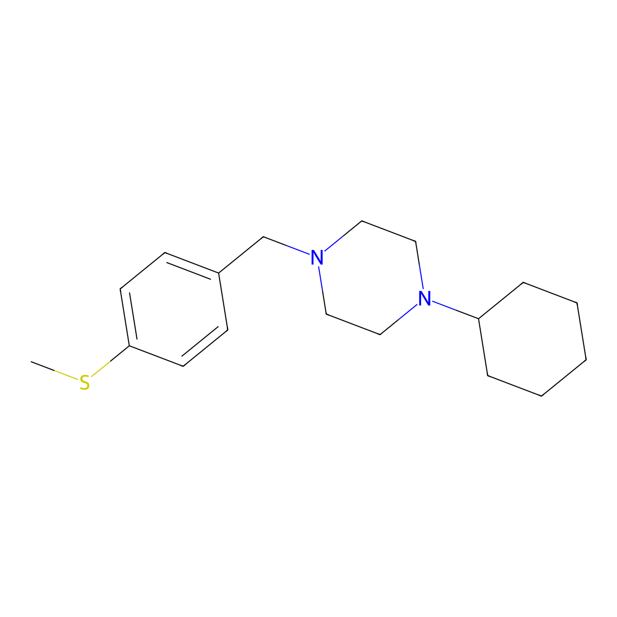 1-Cyclohexyl-4-[(4-methylsulfanylphenyl)methyl]piperazine molecular structure, CAS 428833-50-5