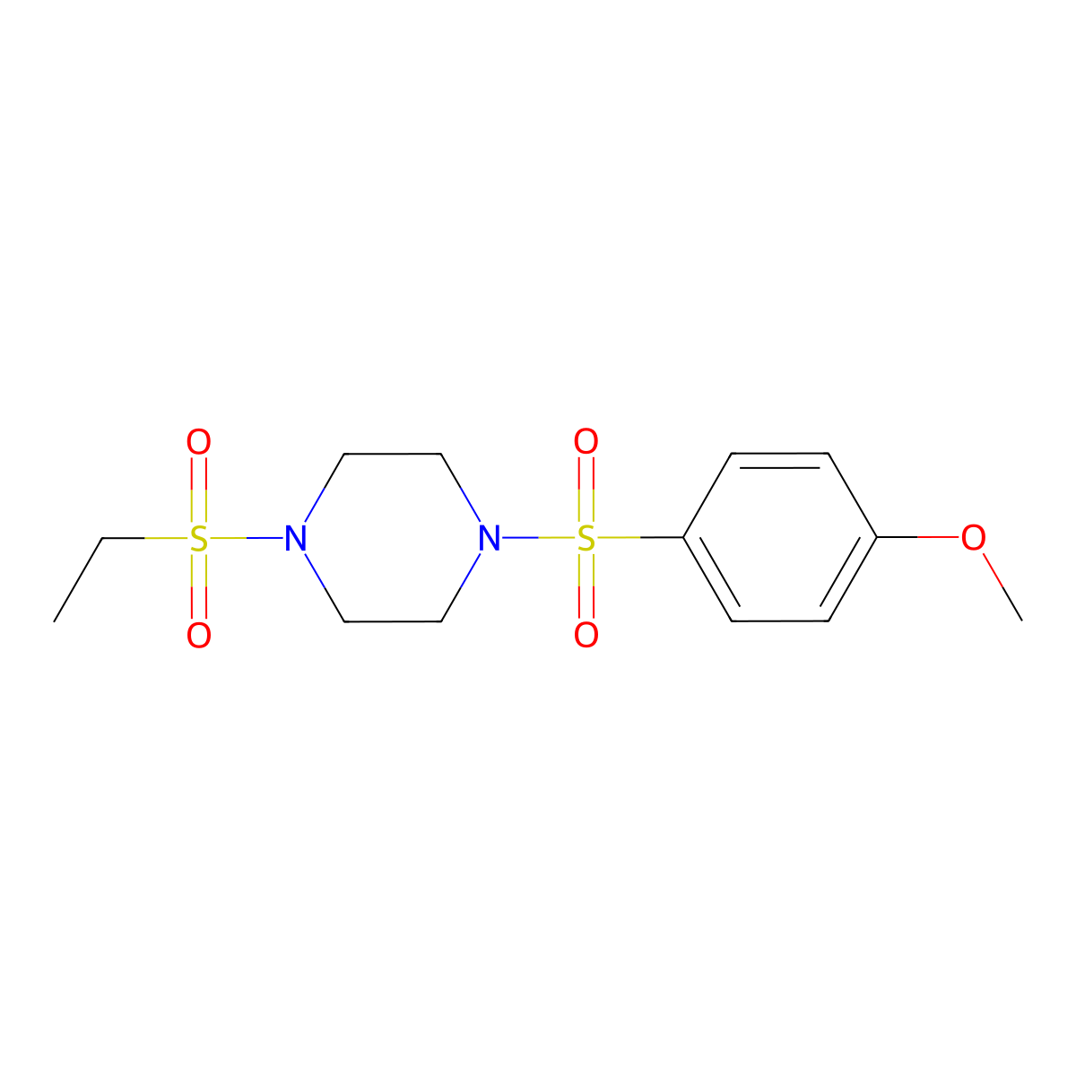 1-Ethylsulfonyl-4-(4-methoxyphenyl)sulfonylpiperazine molecular structure, CAS 428833-61-8
