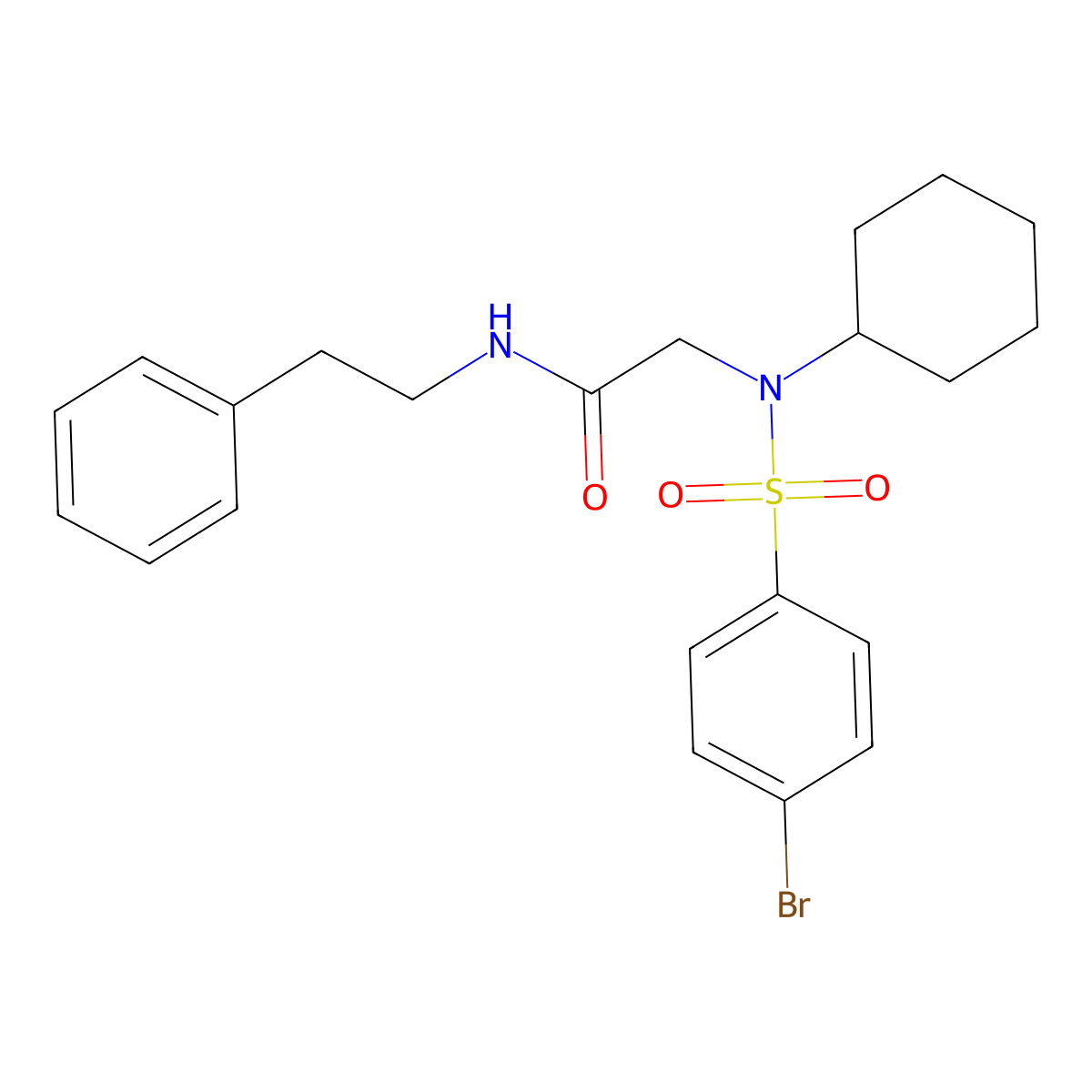 N~2~-[(4-bromophenyl)sulfonyl]-N~2~-cyclohexyl-N-(2-phenylethyl)glycinamide molecular structure, CAS 428833-70-9
