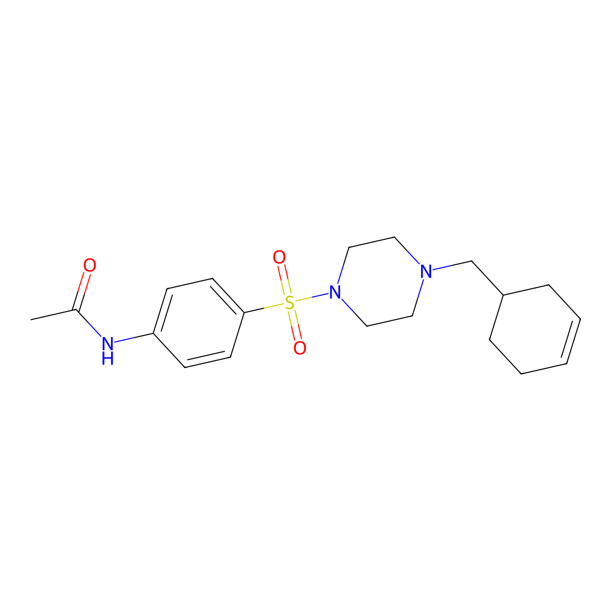 N-[4-[4-(cyclohex-3-en-1-ylmethyl)piperazin-1-yl]sulfonylphenyl]acetamide molecular structure, CAS 428833-75-4