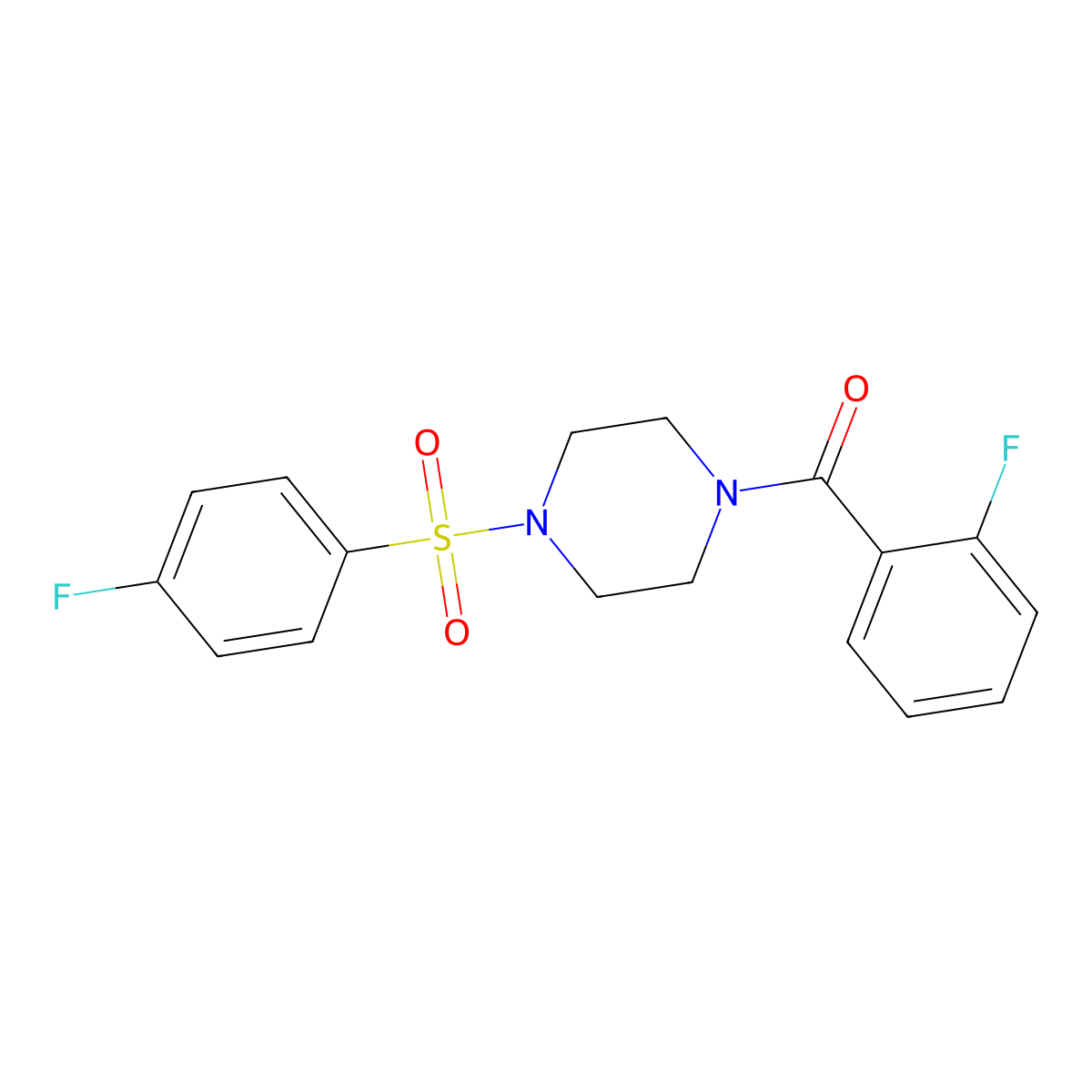 (2-Fluorophenyl)-[4-(4-fluorophenyl)sulfonylpiperazin-1-yl]methanone molecular structure, CAS 428833-83-4