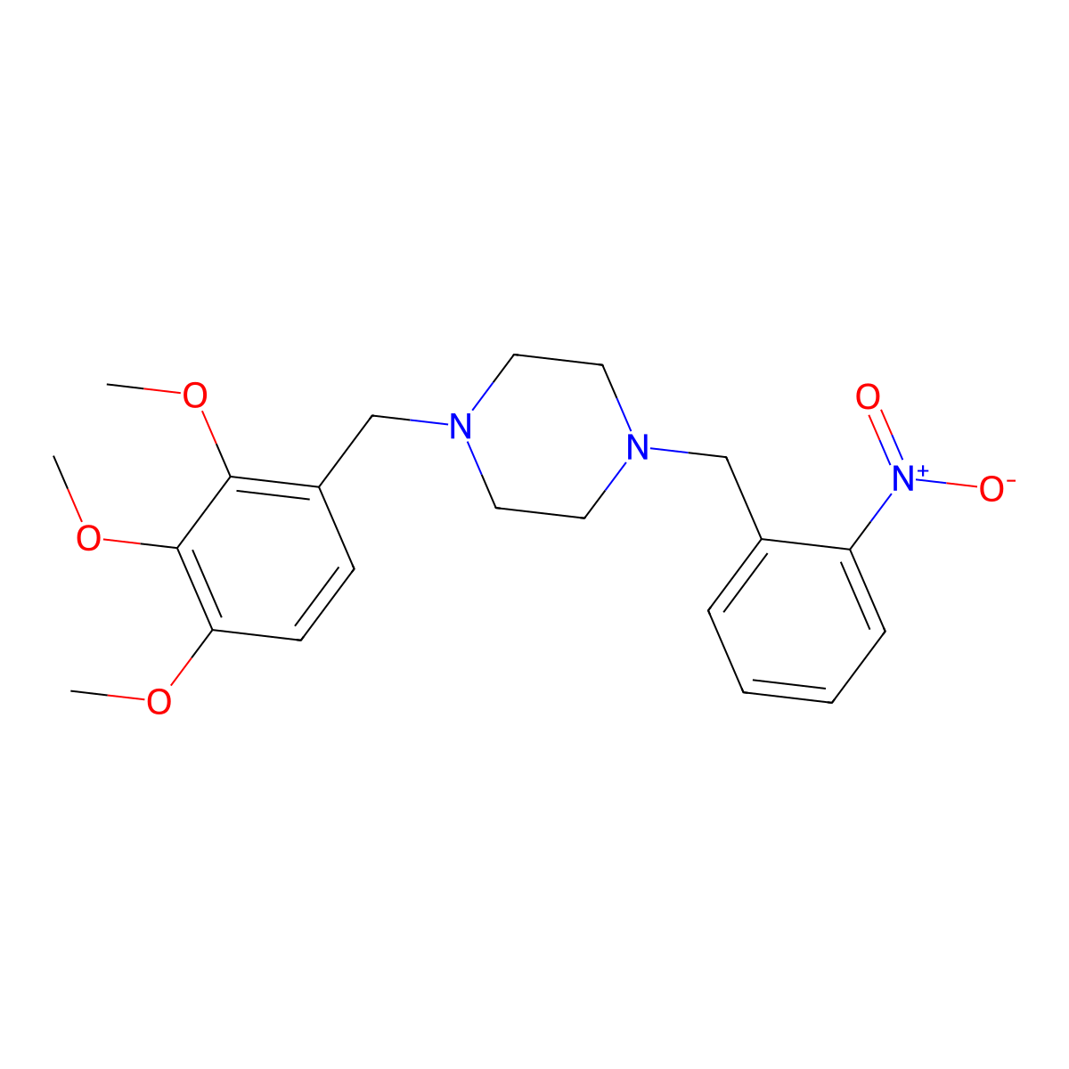 1-[(2-Nitrophenyl)methyl]-4-[(2,3,4-trimethoxyphenyl)methyl]piperazine molecular structure, CAS 428833-88-9