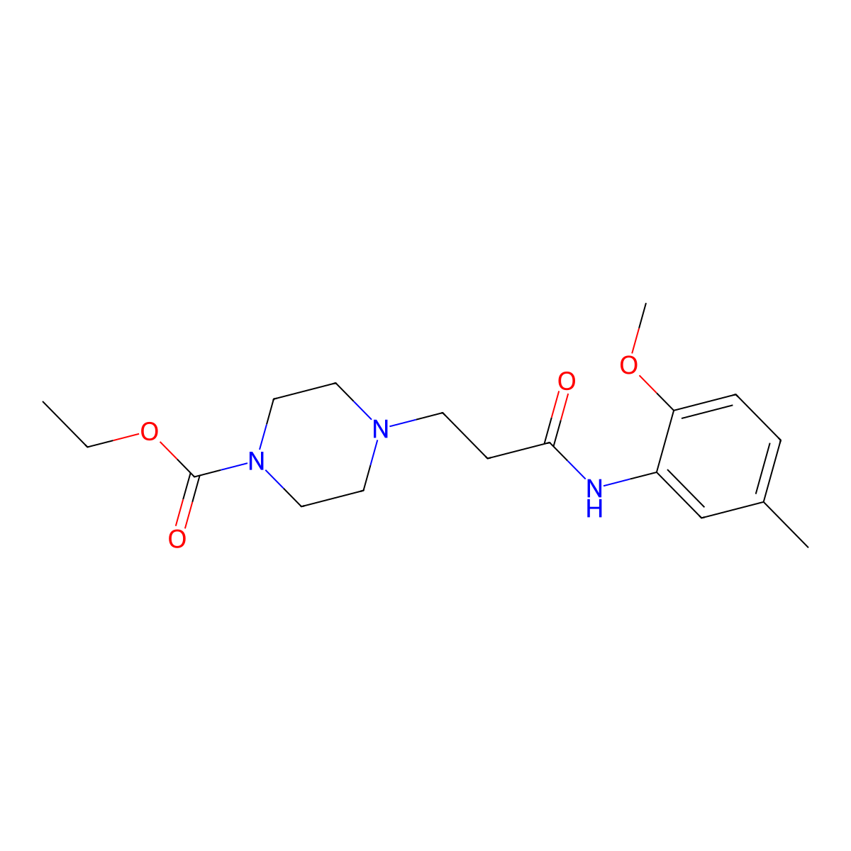 Ethyl 4-[3-(2-methoxy-5-methylanilino)-3-oxopropyl]-1-piperazinecarboxylate molecular structure, CAS 428833-98-1