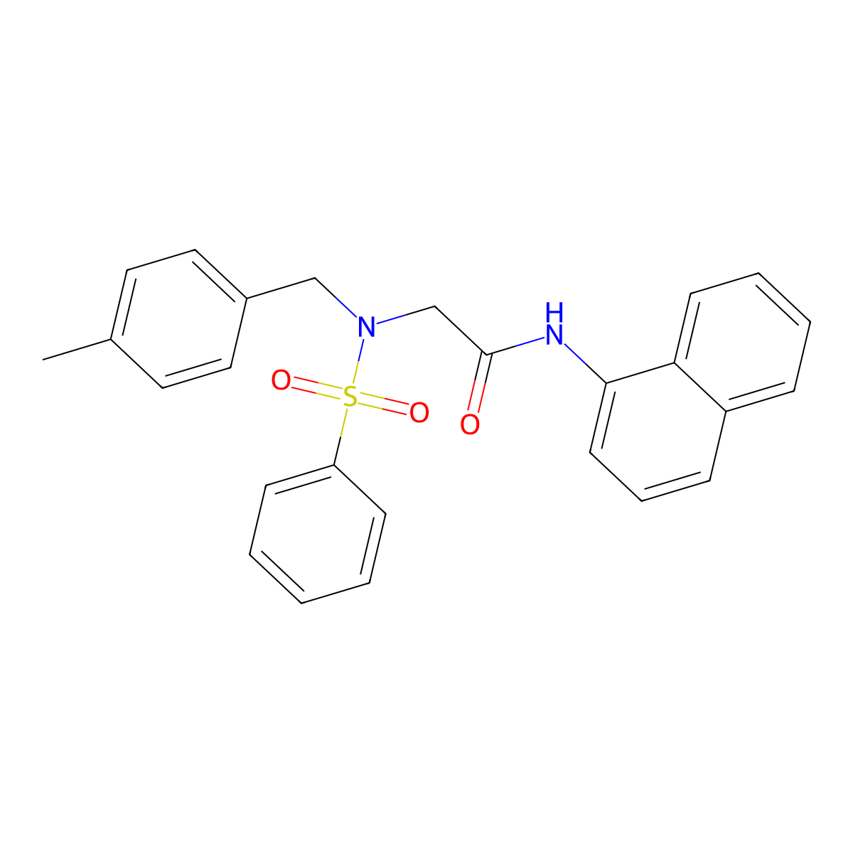 2-[benzenesulfonyl-[(4-methylphenyl)methyl]amino]-N-naphthalen-1-ylacetamide molecular structure, CAS 428834-00-8