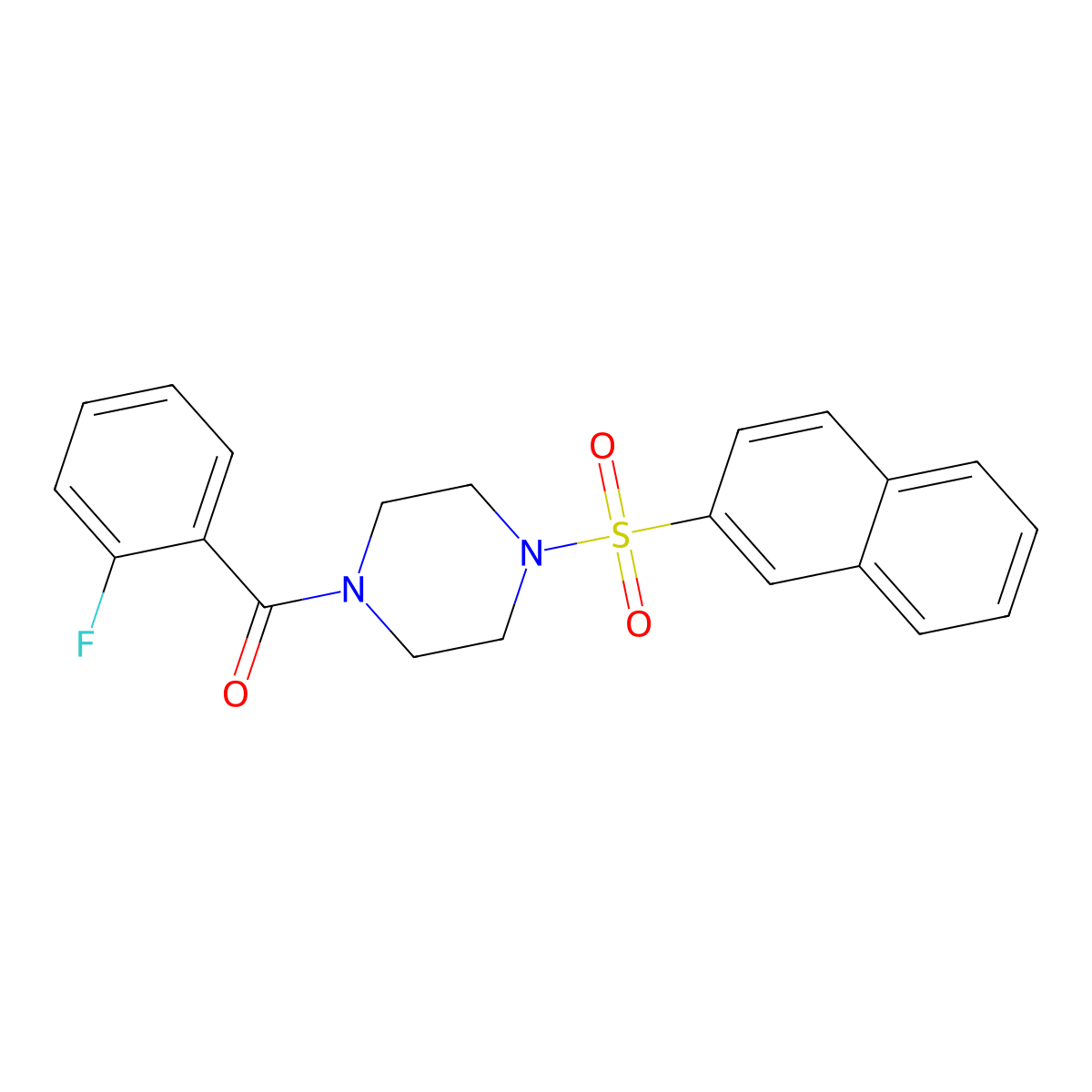 (2-Fluorophenyl)-(4-naphthalen-2-ylsulfonylpiperazin-1-yl)methanone molecular structure, CAS 428834-06-4