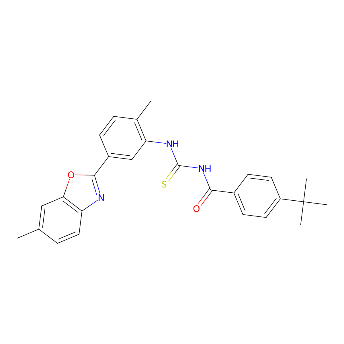4-tert-butyl-N-[[2-methyl-5-(6-methyl-1,3-benzoxazol-2-yl)phenyl]carbamothioyl]benzamide molecular structure, CAS 428834-09-7